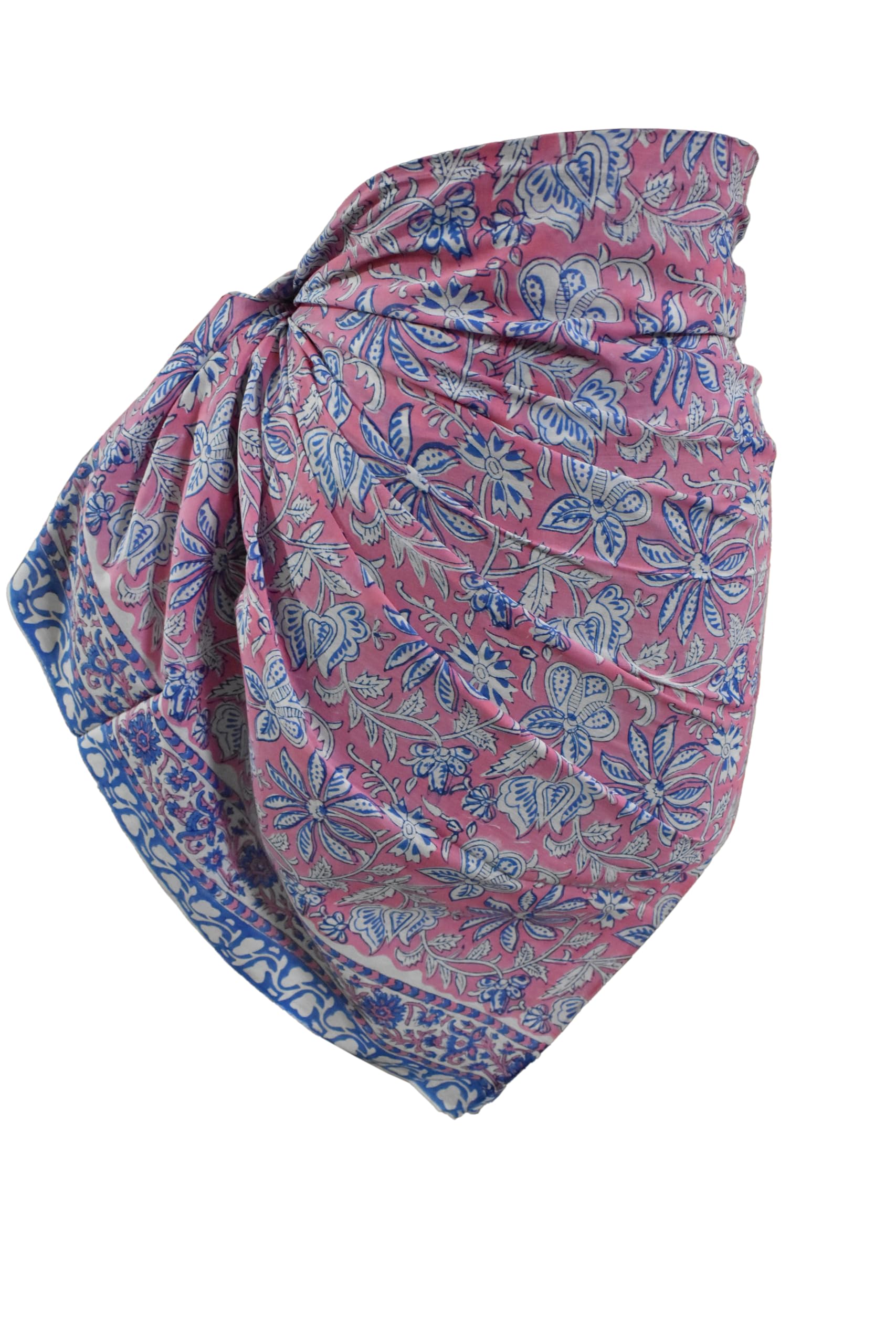 RAJBHOOMI HANDICRAFTS Pareo da donna in 100% cotone con stampa a blocchi di mano, per copricostume da bagno, spiaggia, bikini, gonna avvolgente (185,4 x 111,8 cm), Rosa confetto, taglia unica