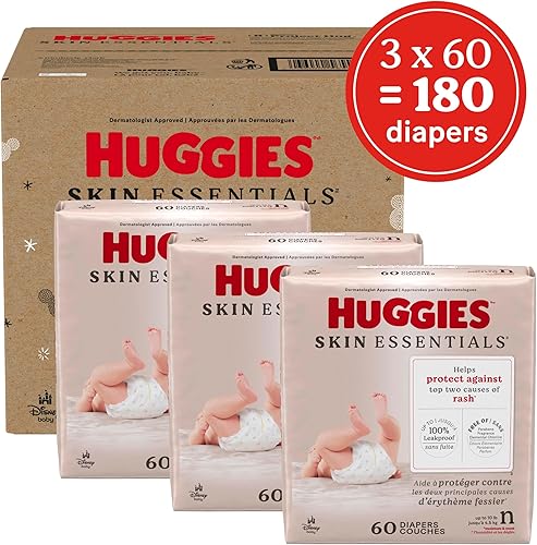 Miniatura 2 de Huggies Pañales para recién nacidos, pañales Skin Essentials para bebé, tamaño recién nacido (6-9 libras), 180 unidades (3 paquetes de 60), el
