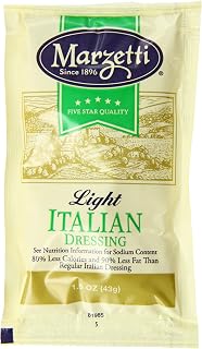 Marzetti Light Italian Dressing, 1.5 oz Single-Serve Pouches, Pack of 60 - Low-Fat Foodservice Favorite