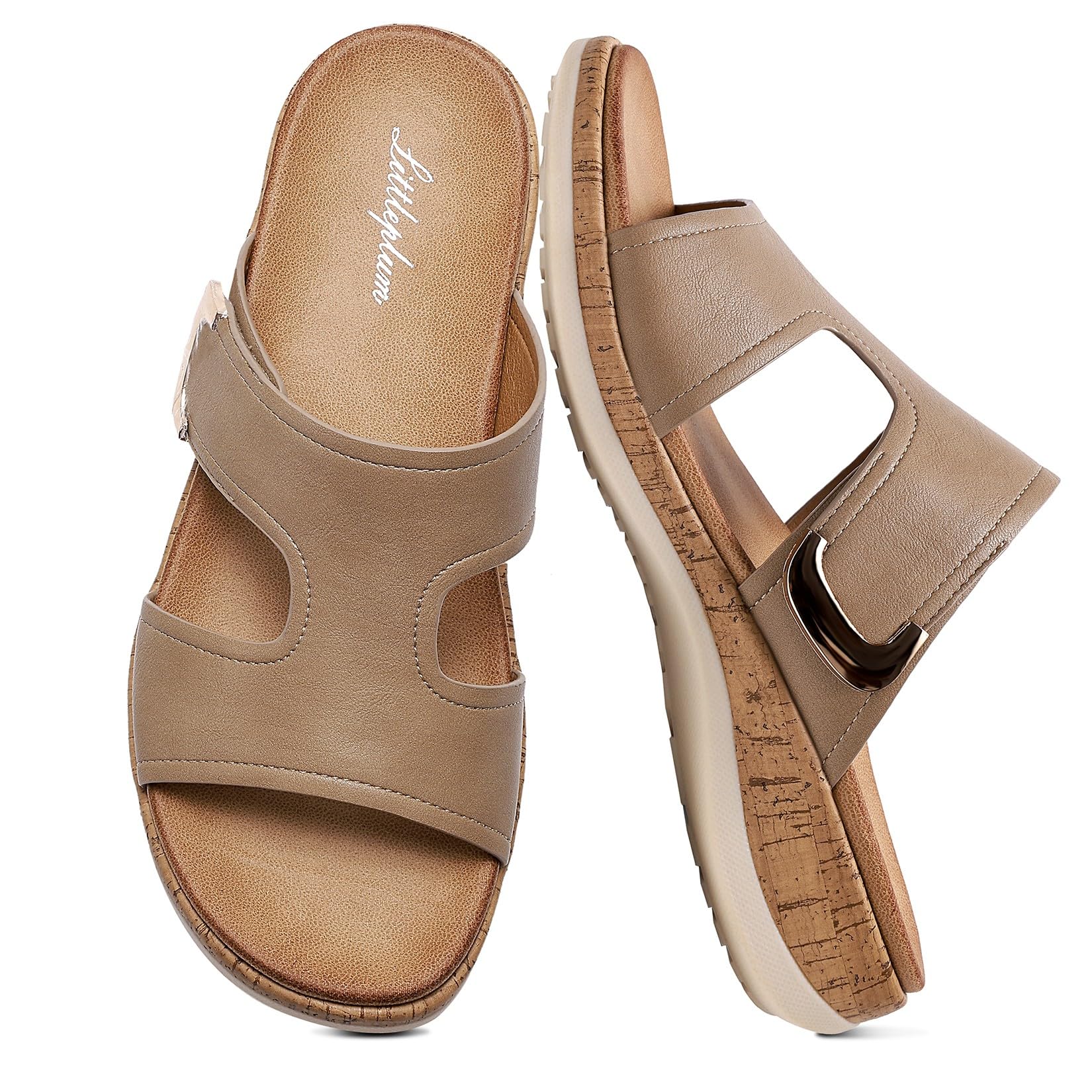 Littleplum Pantoletten Damen Sandalen Arch Support Bequem Hausschuhe mit Verstellbare Schnalle