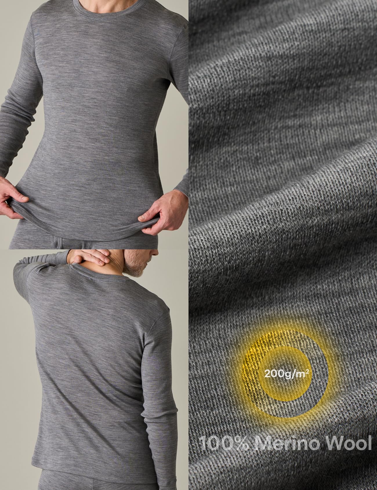 LAPASA 100% Lana Merino Completo Termico Uomo Peso Outdoor Hiking M31/M126 - Abbigliamento Intimo Caldo Pantaloni e Canotta Intimo Trekking Alpinismo Outdoor Calcio Running