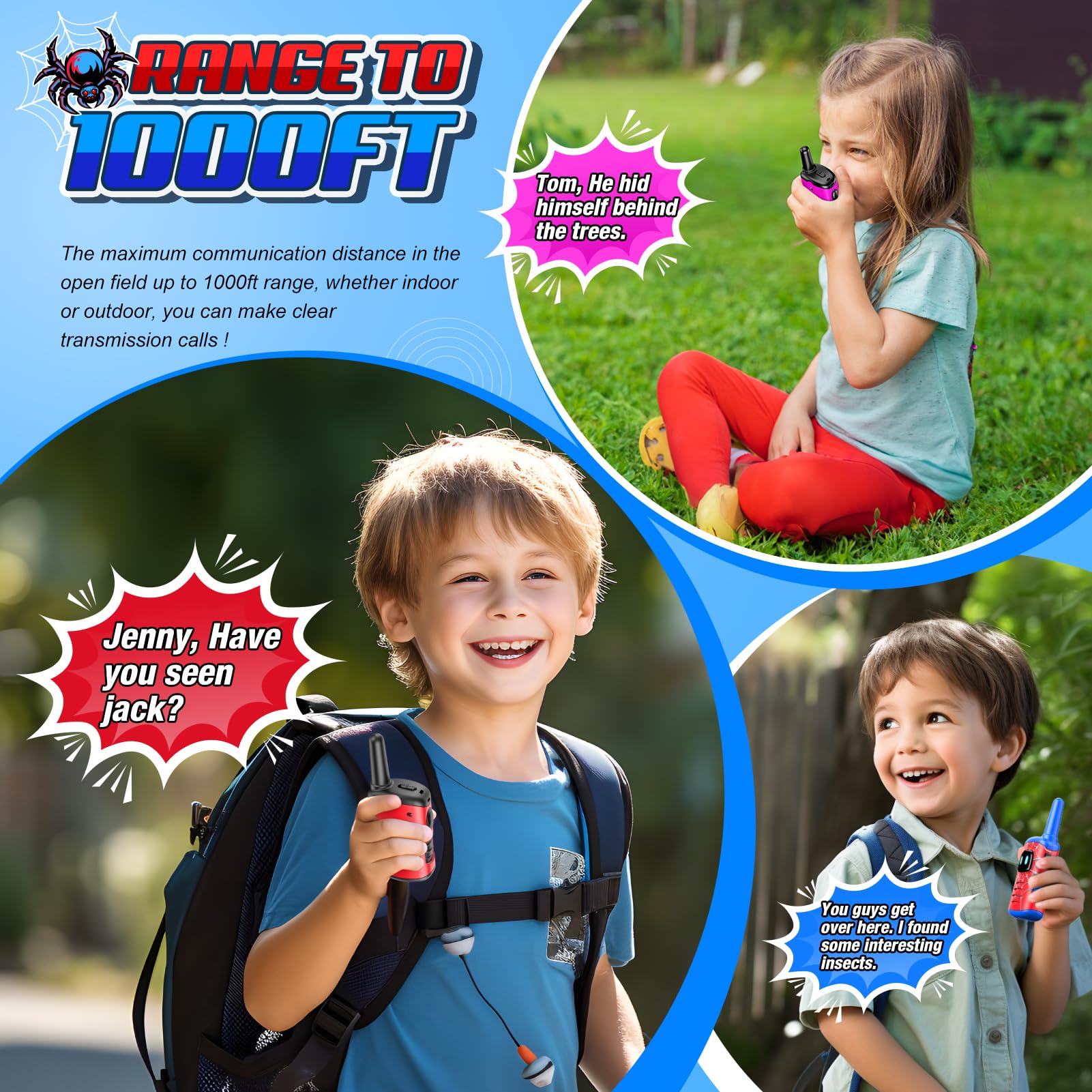 Toyokid Walkie-Talkie Bambini Ricaricabili,Giochi Bambini 3 4 5 6 7 8 Anni Walkie-Talkie Regalo Bambino 3-10 Anni Giocattoli da Esterno Giocattoli Bambino 3-10 Anni