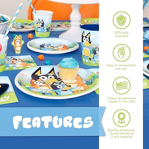 Miniatura 5 de Unique Suministros de fiesta de cumpleaños Bluey | Sirve 16 | Suministros de fiesta Bluey | Decoraciones de cumpleaños Bluey | Decoraciones de