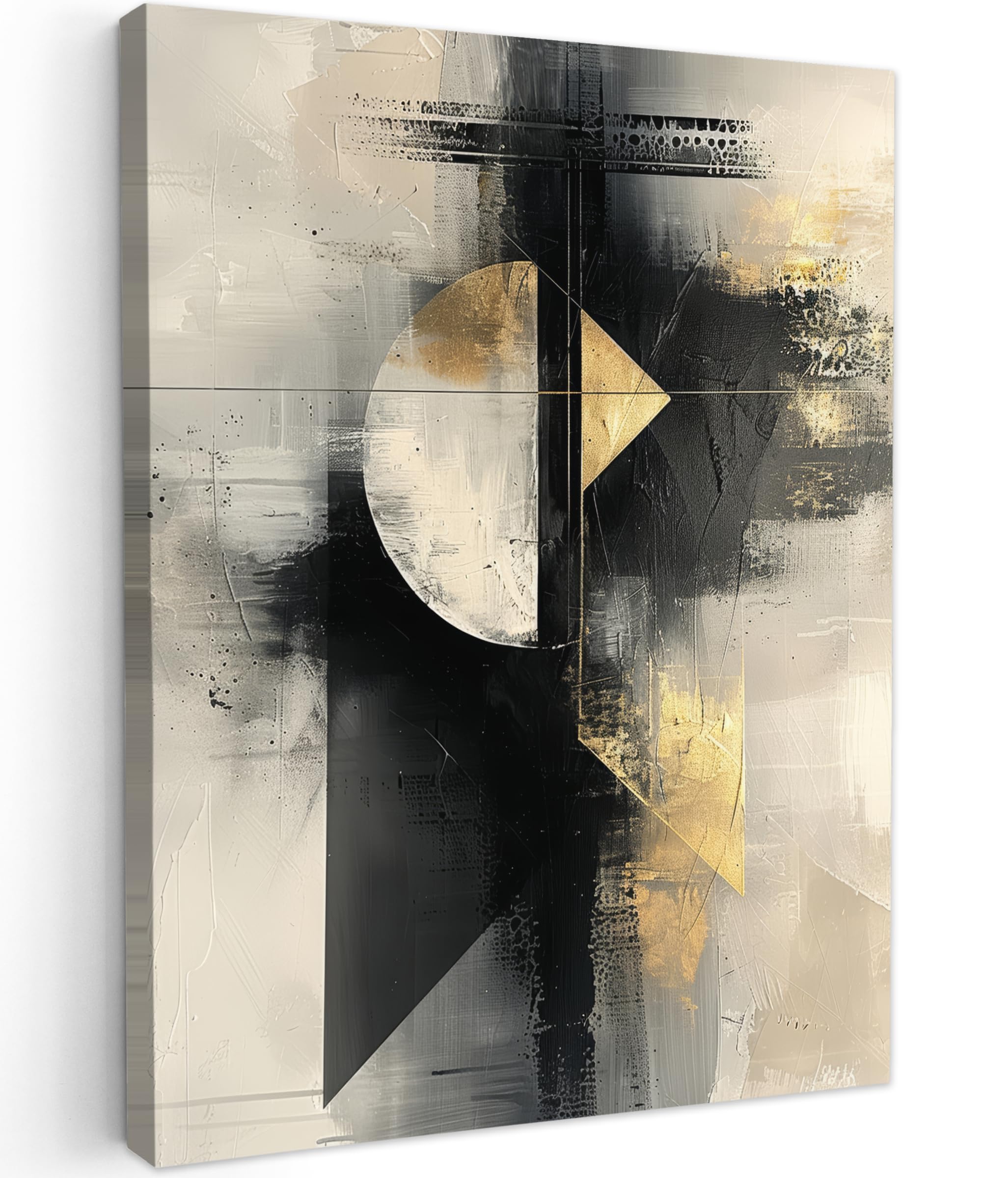 MuchoWow© Canvas Wall Art 12"x16" / 30x40 cm Home Decor Paintings for Living Room Decorations Gifts Hallway Art - Modern - Luxury - Gold - Black — image 1