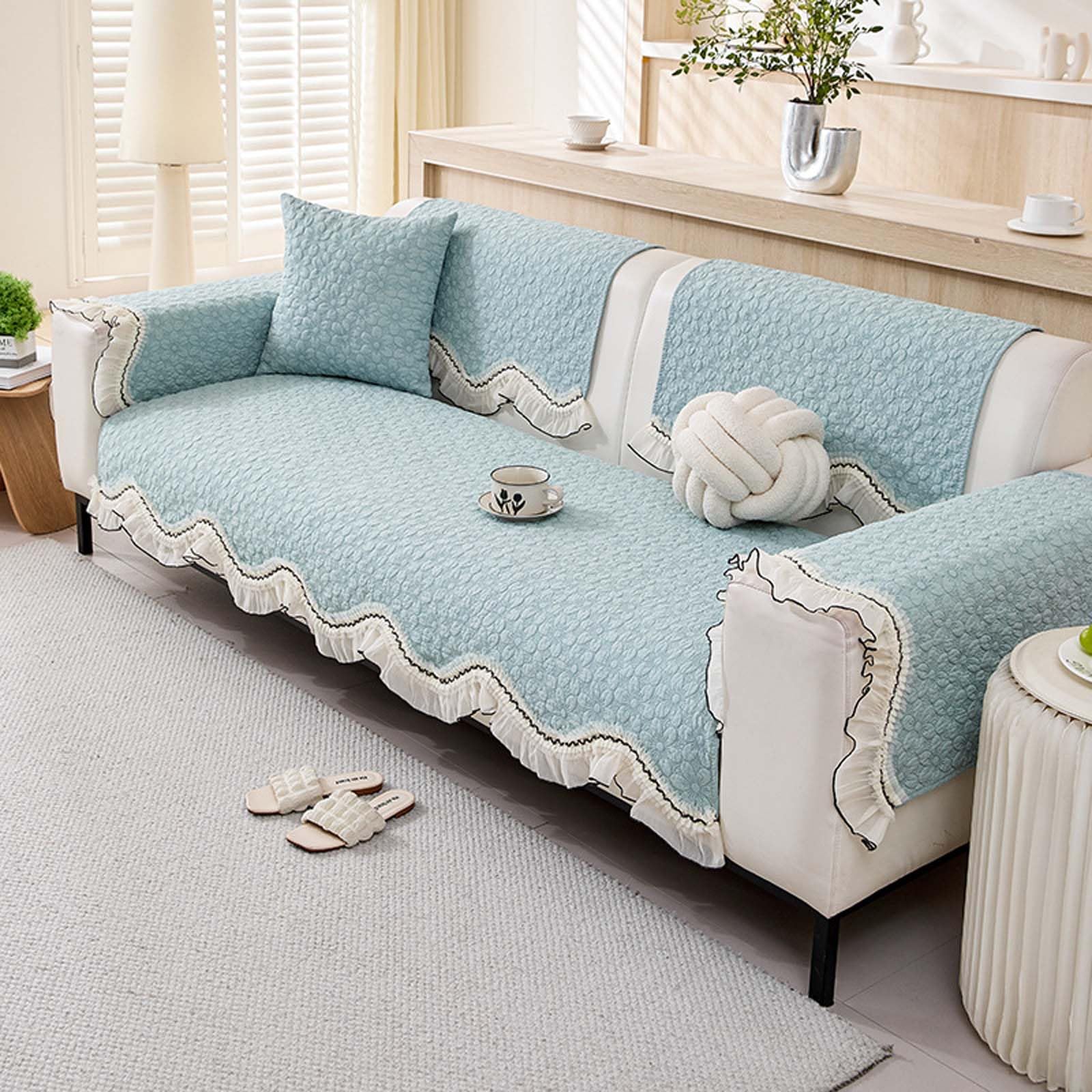 Cojín de algodón para sofá, protector de muebles acolchado antideslizante, 70 x 240 cm, funda de sofá resistente a los arañazos, funda geométrica para sofá seccional y sala de estar