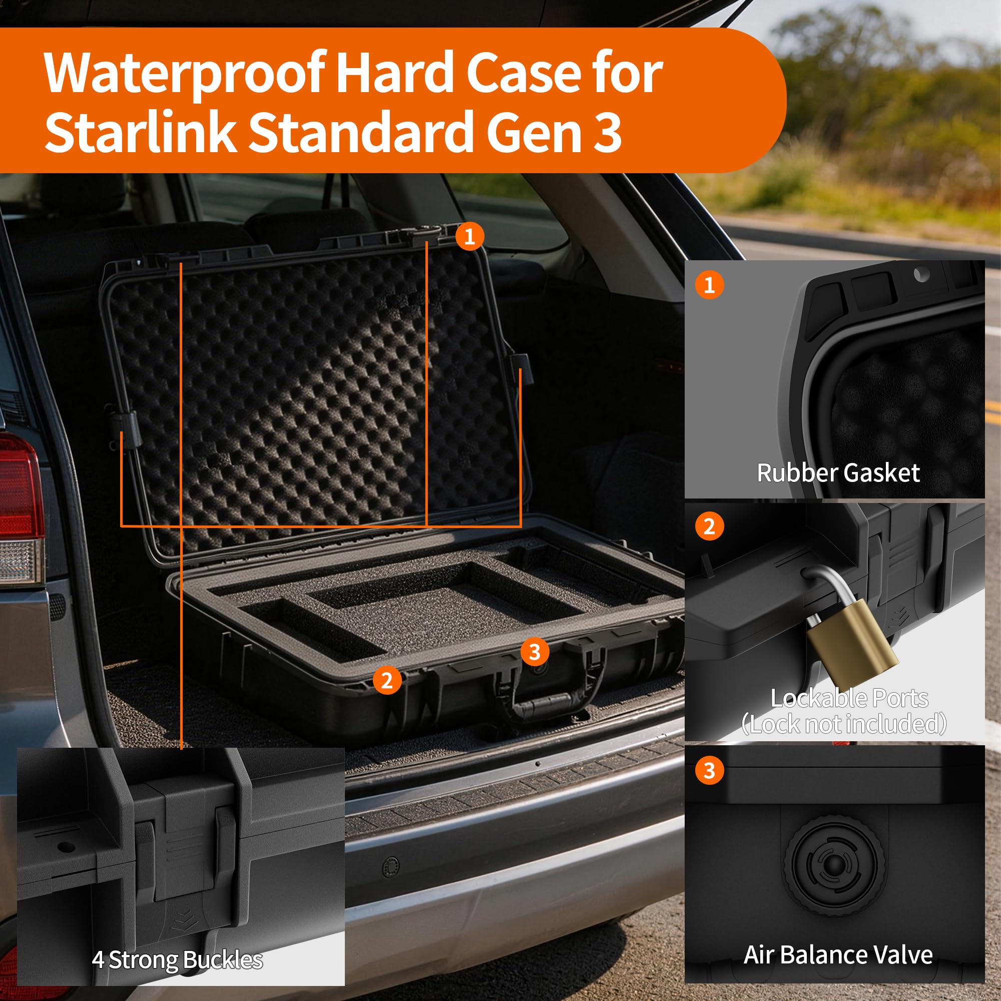 Joinfworld Starlink Standard 4X/Gen3 Custodia, Grande Capacità, Nero