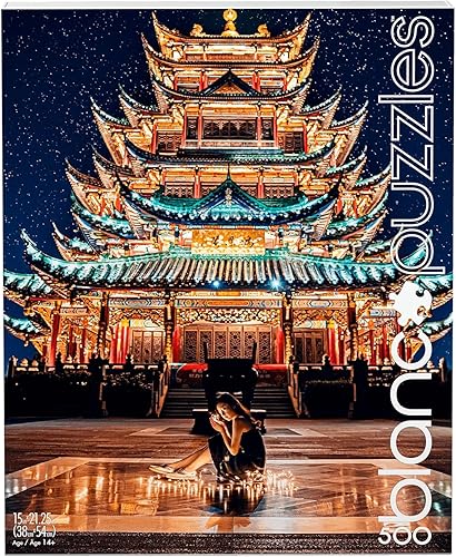 Miniatura 5 de Buffalo Games - Harimao Lee - Templo chino de Chongqing por la noche - Rompecabezas de 500 piezas para adultos - Rompecabezas desafiante perfecto