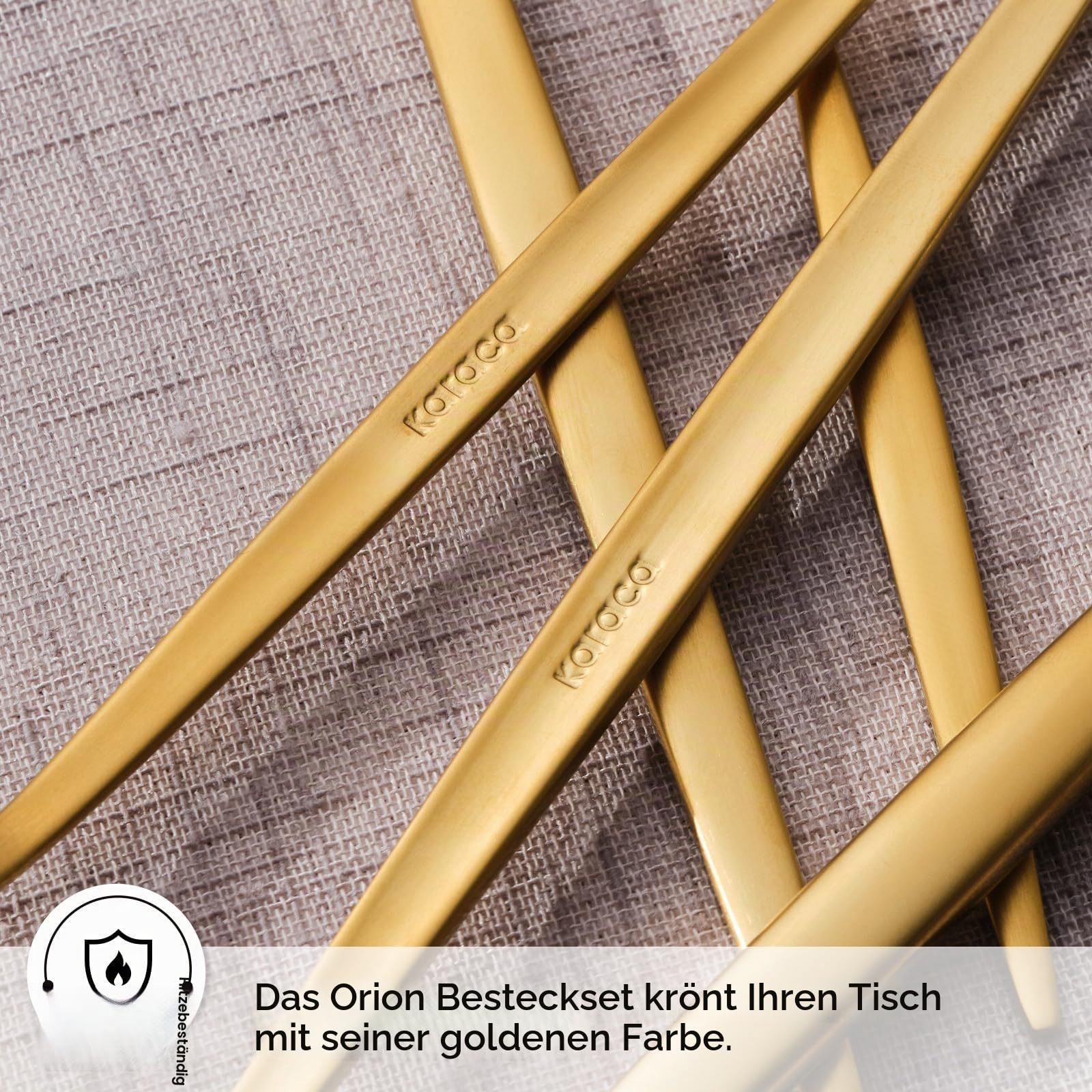 Karaca Orion Bestecksets - Edelstahl Besteck Set für 6 Personen, Gold Besteckset 30-teilig Messer Gabel Löffel Set, Goldenes Besteck Rostfrei & Hochwertig Essbesteck - Gold Matt