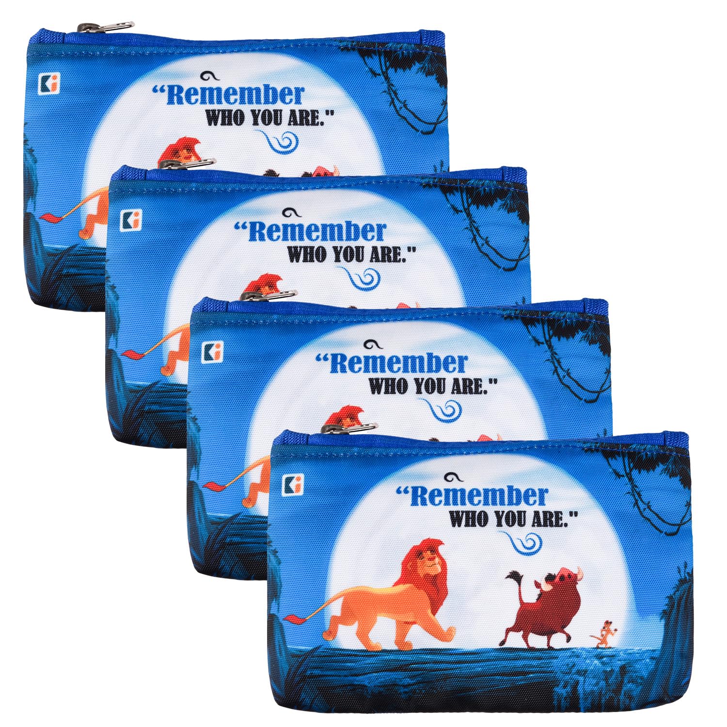 Pack of 4 Pencil Pouch | Pen-Pencil Box for Kids | School Geometry Pouch | Square Stationary Pouch | Pencil Utility Bag | Zipper Pencil Organizer | Disney-Lion King | Blue