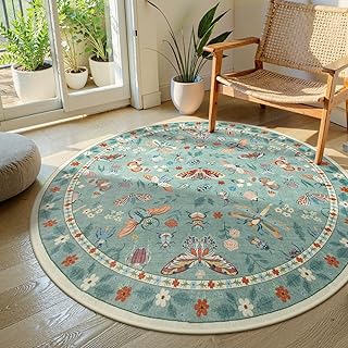 Lahome Insect Washable Round Rugs, Non-Slip Soft Round Rug 4ft Ultra-Thi...