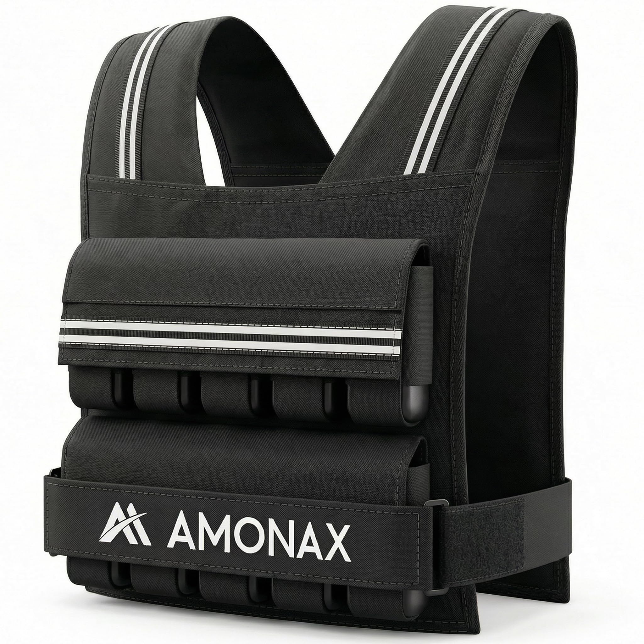 Amonax Gewichtsweste 10kg/20kg/30kg, Verstellbare Gewichtsweste für Herren und Damen, Weighted Vest Set mit Reflektoren für Krafttraining, Functional Training und Home Fitness