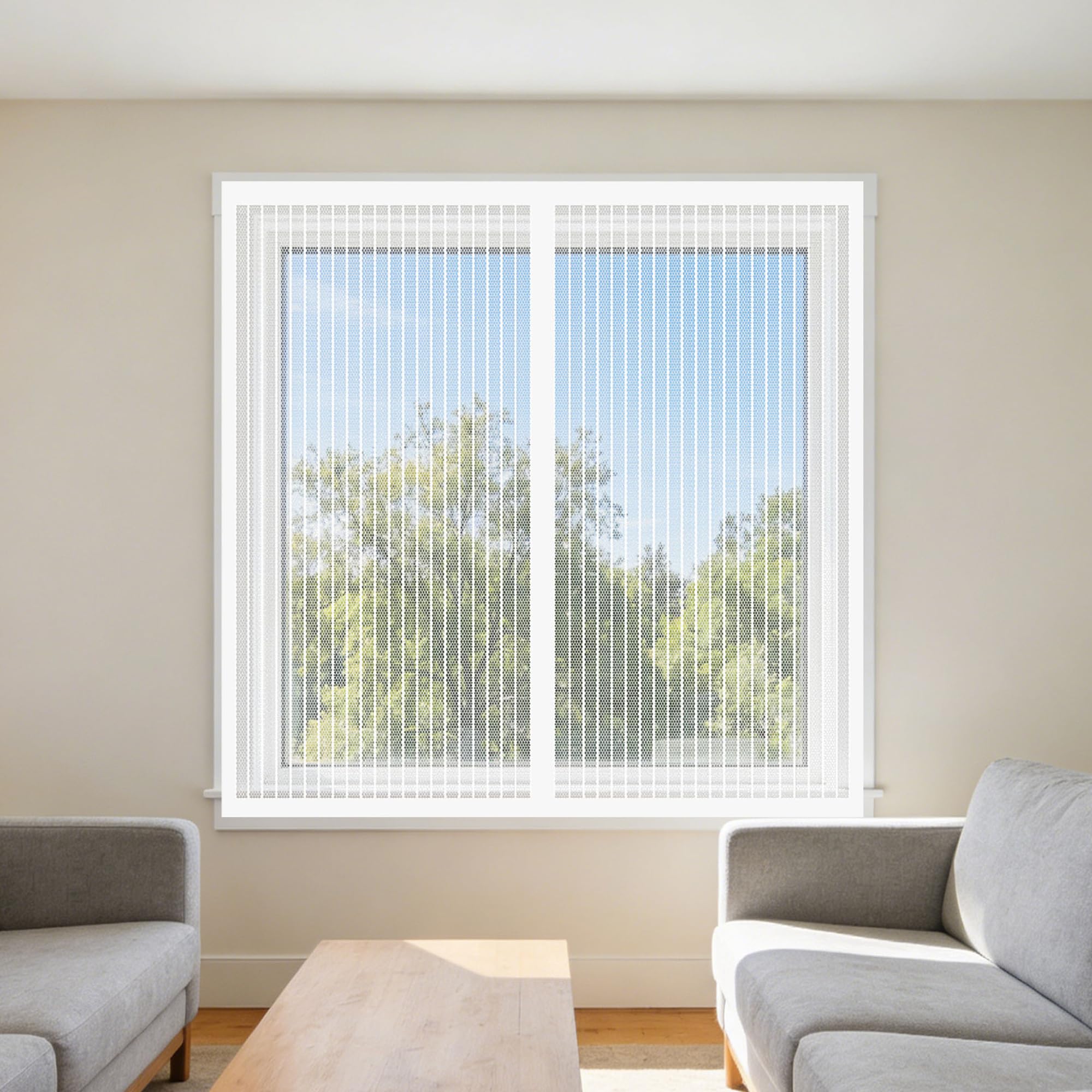 Magnetic Window Screen 115 x 65 cm Prevents Insects Flies Mosquitoes from Entering The Room Fly Screen for Window Custom Size for Windows Doors and Patio Screens, White