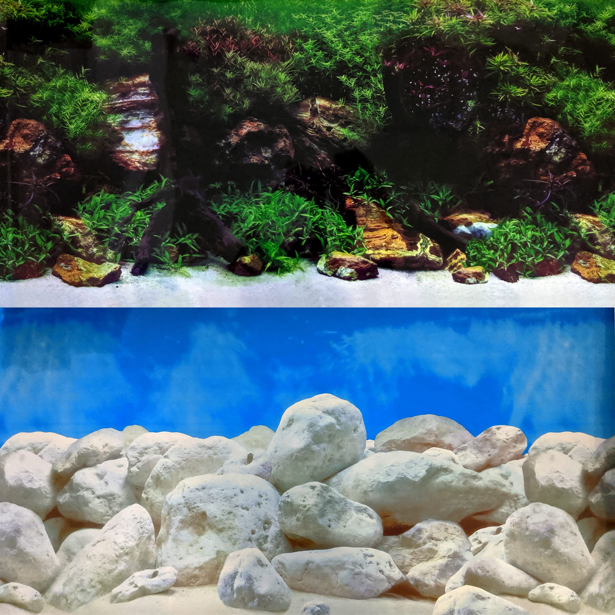 Aquacadabra Repeating Double Aquascape Aquarium Background (19" height) 48" length