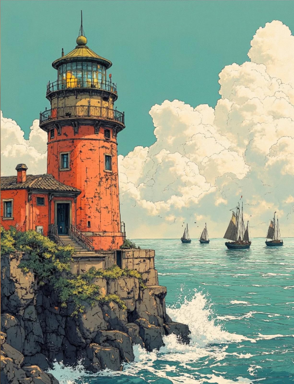 Stithej Stamped Cross Stitch Kit Lighthouse 11CT for Adult Beginners