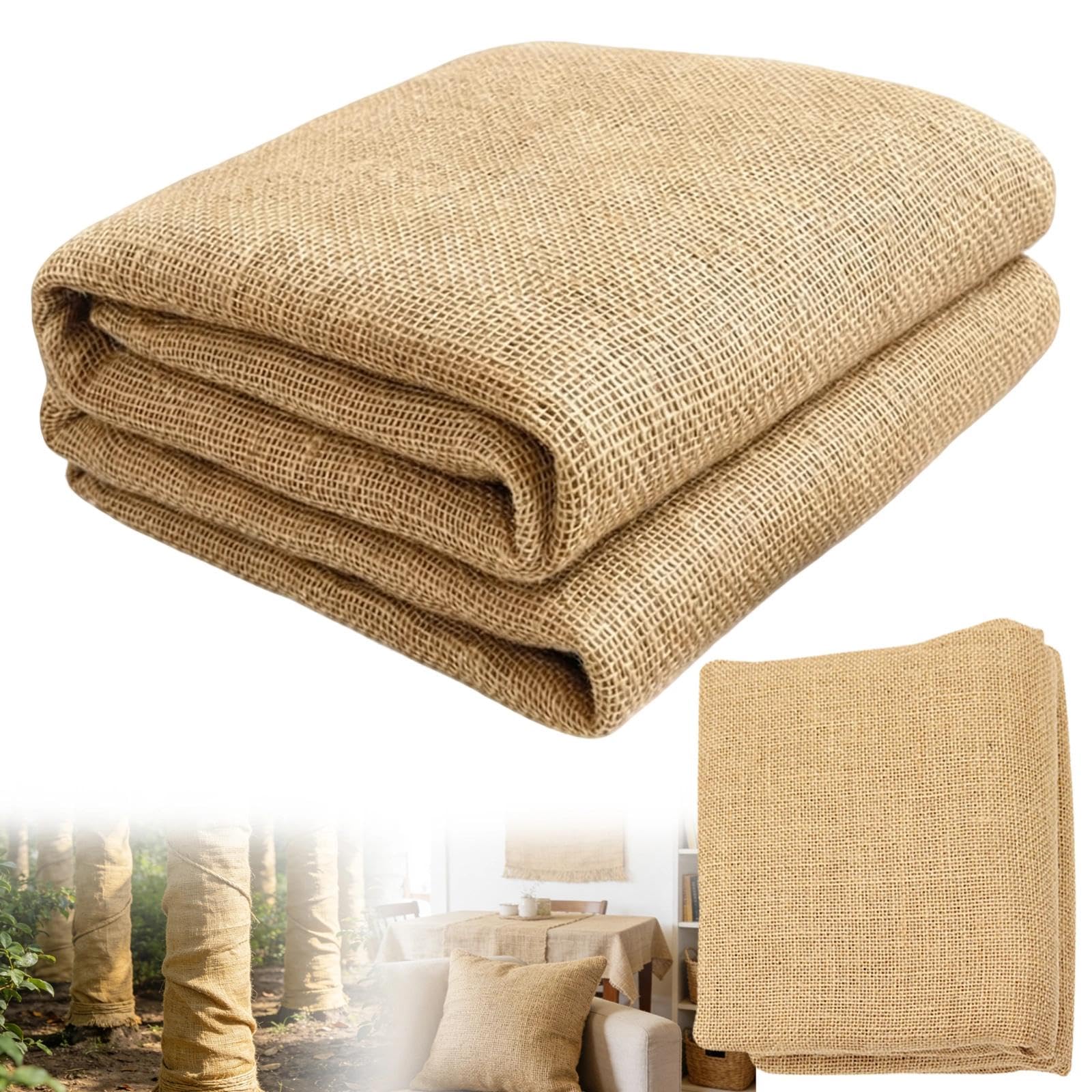 1M High Quality Hessian Fabric/Textured Burlap - 63 Inches (160cm) Wide, 260 G/MΒ², Eco-Friendly Biodegradable Natural Jute for Gardening, Outdoor Tree Protection, Weddings, Arts and Crafts