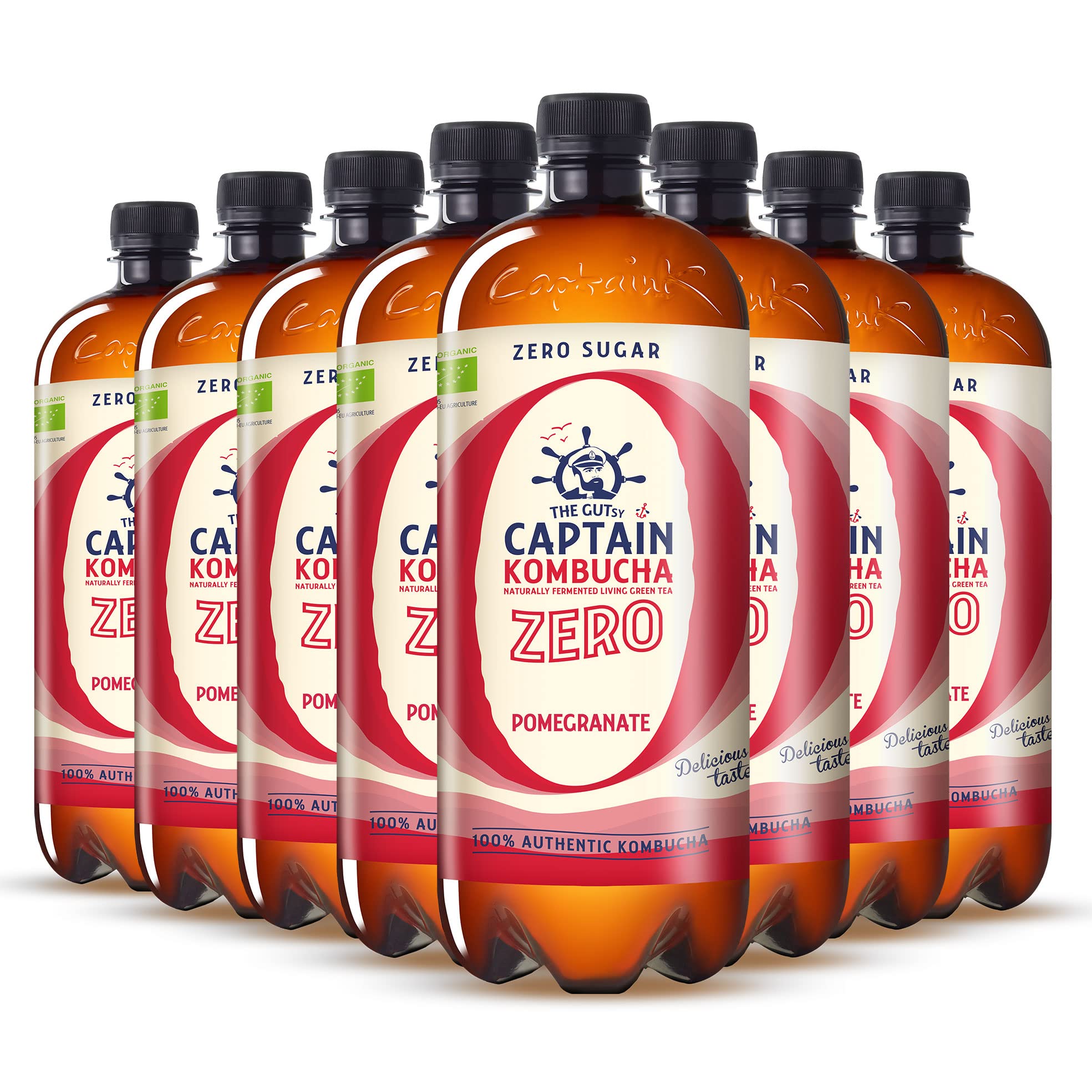 The Gutsy Captain Kombucha ZERO - Te Kombucha, ZERO zucchero, ZERO calorie, Raw Vegan - 8 x 1000 ml (MixBox)