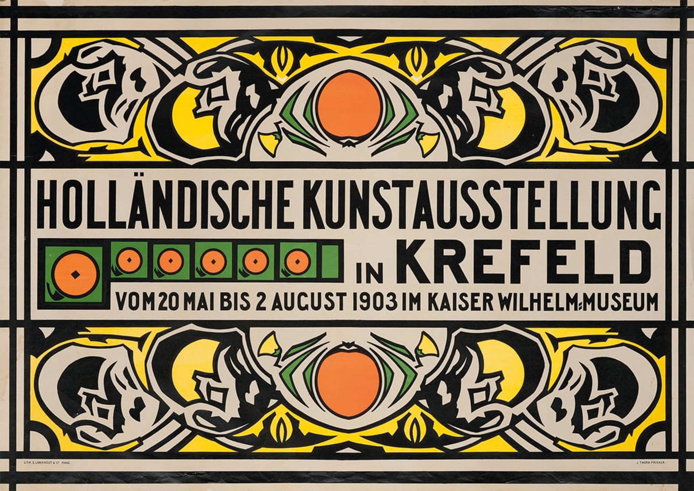 ARTXLXXBN Famous Painting Canvas Artwork Graffiti Print Poster Advertising the Dutch Art Exhibition in Krefeld's Kaiser Wilhelm by Johann Thorn Prikker Portrait Canvas Image for Home Decor 60x90cm