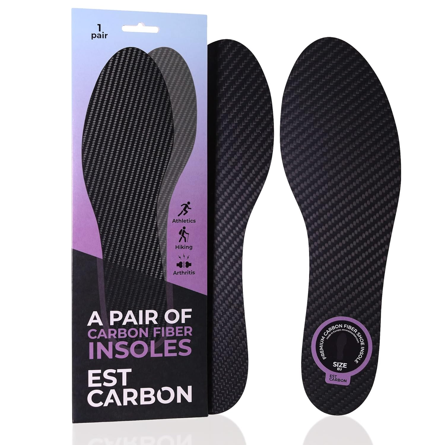 Carbon Fiber Insoles, 1 Pair, Rigid Shoe Inserts Trekking, Hiking