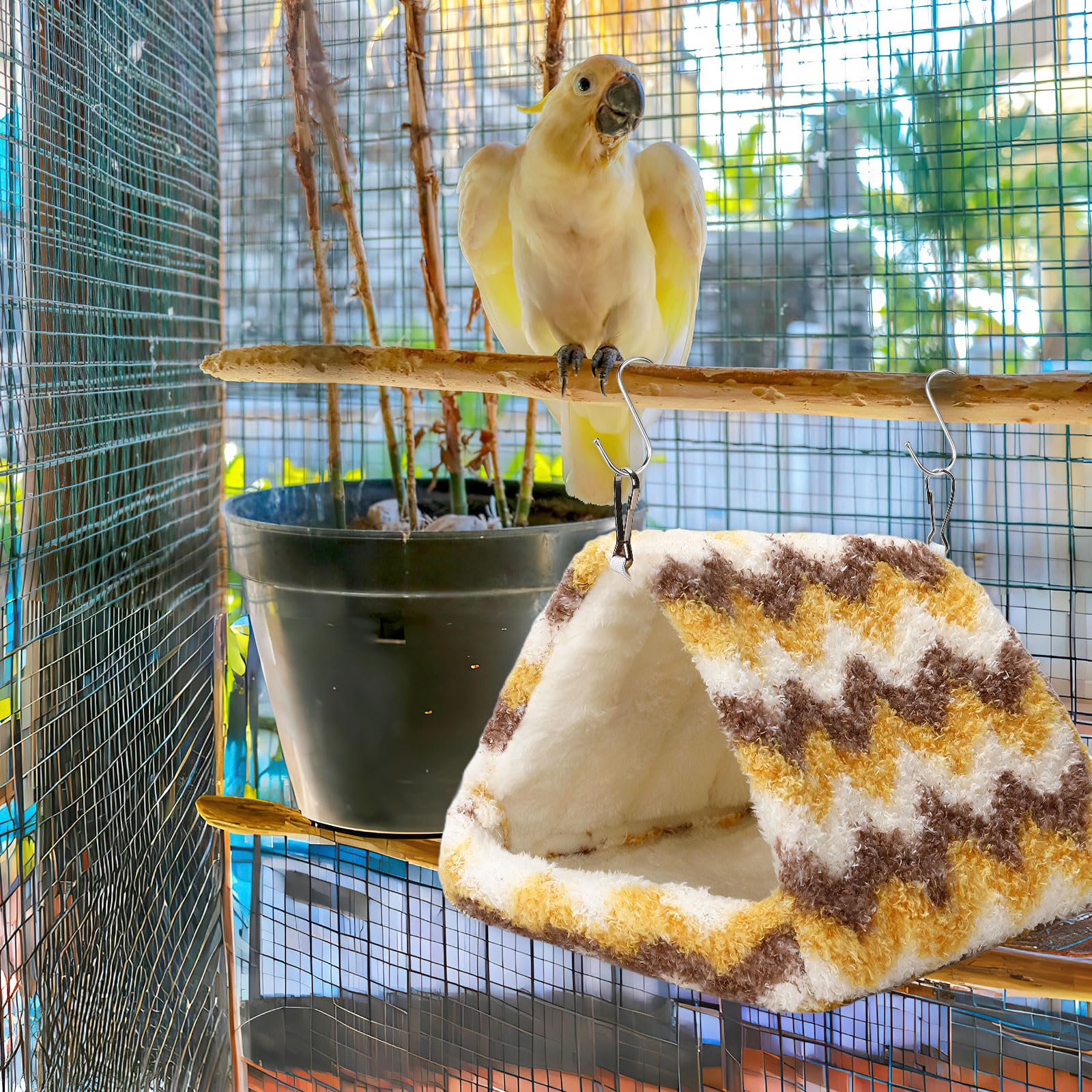 PETKNOWS Paquete de 2 casas de nido de pájaros, hamaca colgante mullida para loros, cama de pájaros para jaula de pájaros, juguete de nido de felpa para loros, guacamayos, periquitos, cacatúas