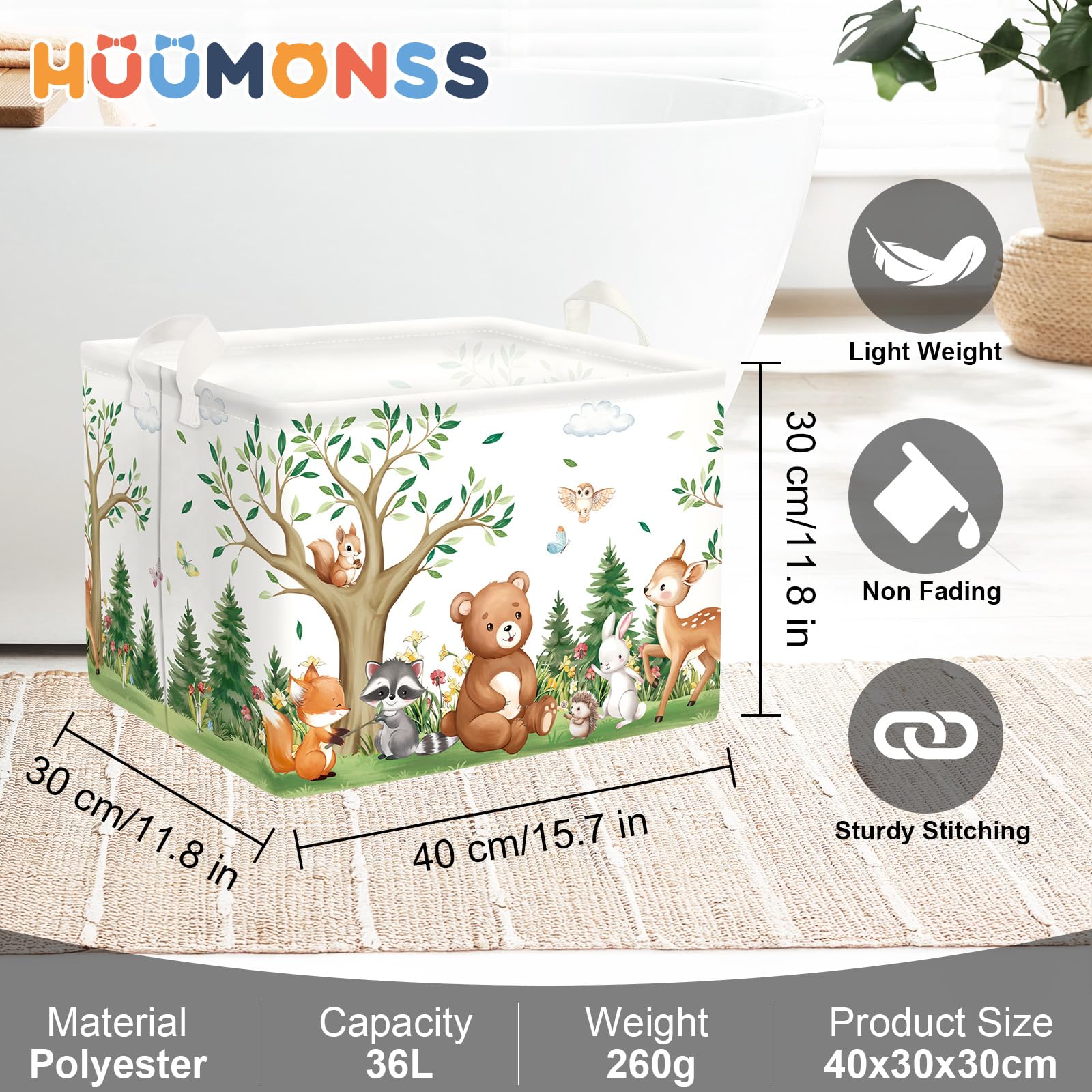 Panier De Rangement Enfant HUUMONSS - Motif Citrouille D'automne - Pliable Avec Couvercle - 63L - Idéal Pour Chambre, Linge, Jouets - 40x50 Cm