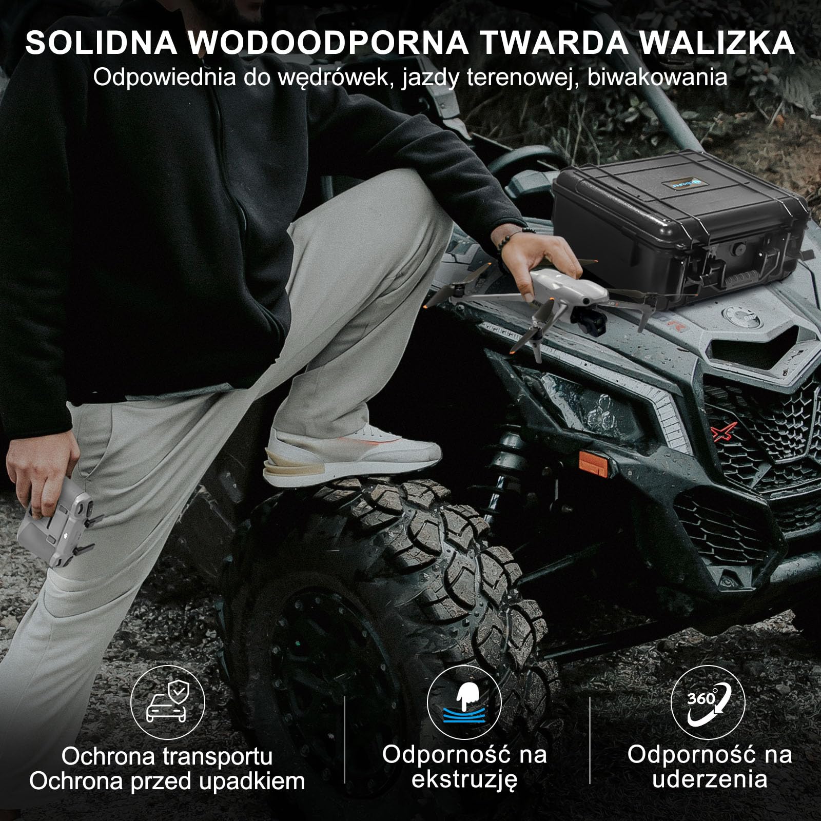 Lekufee Wodoodporna torba na drona do DJI Air 3S/Air 3 Fly More Combo,DJI RC N3/N2/RC 2/ Zdalny kontroler i akcesoria (Tylko etui)