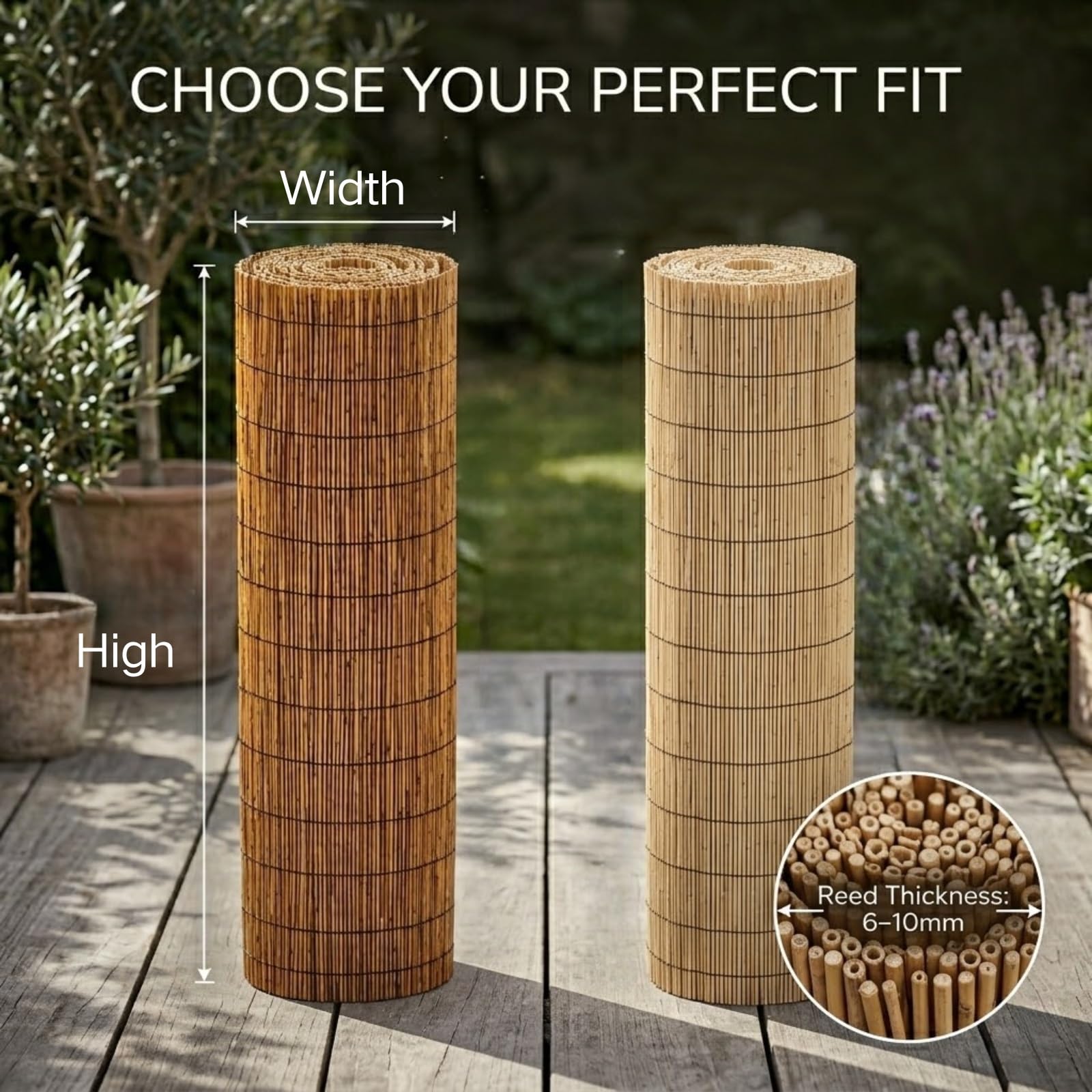 Canisse en Roseau Naturel Brise Vue Roseau Canisse en Roseau pour Jardin Terrasse Balcon Protection Intimité Occultant Pare-Soleil Naturel Écologique Facile à Installer(Brun,61x1524cm(2x50ft))