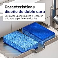 Vista 4 de Yaxa Basics Esponjas de doble cara antiarañazos para ollas y sartenes antiadherentes, limpiador de platos, multiusos, paquete de 6, el embalaje