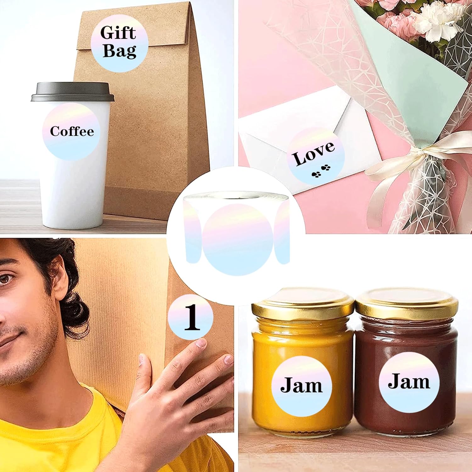 Direct Thermal Labels Stickers Round Watercolor Rounds Small Business Thermal Stickers 2 Inch Multi-Purpose Thermals Stickers Labels Inventory, Color Coding, Address, Name Tag 500 Pcs/Roll (Round) - Image 6