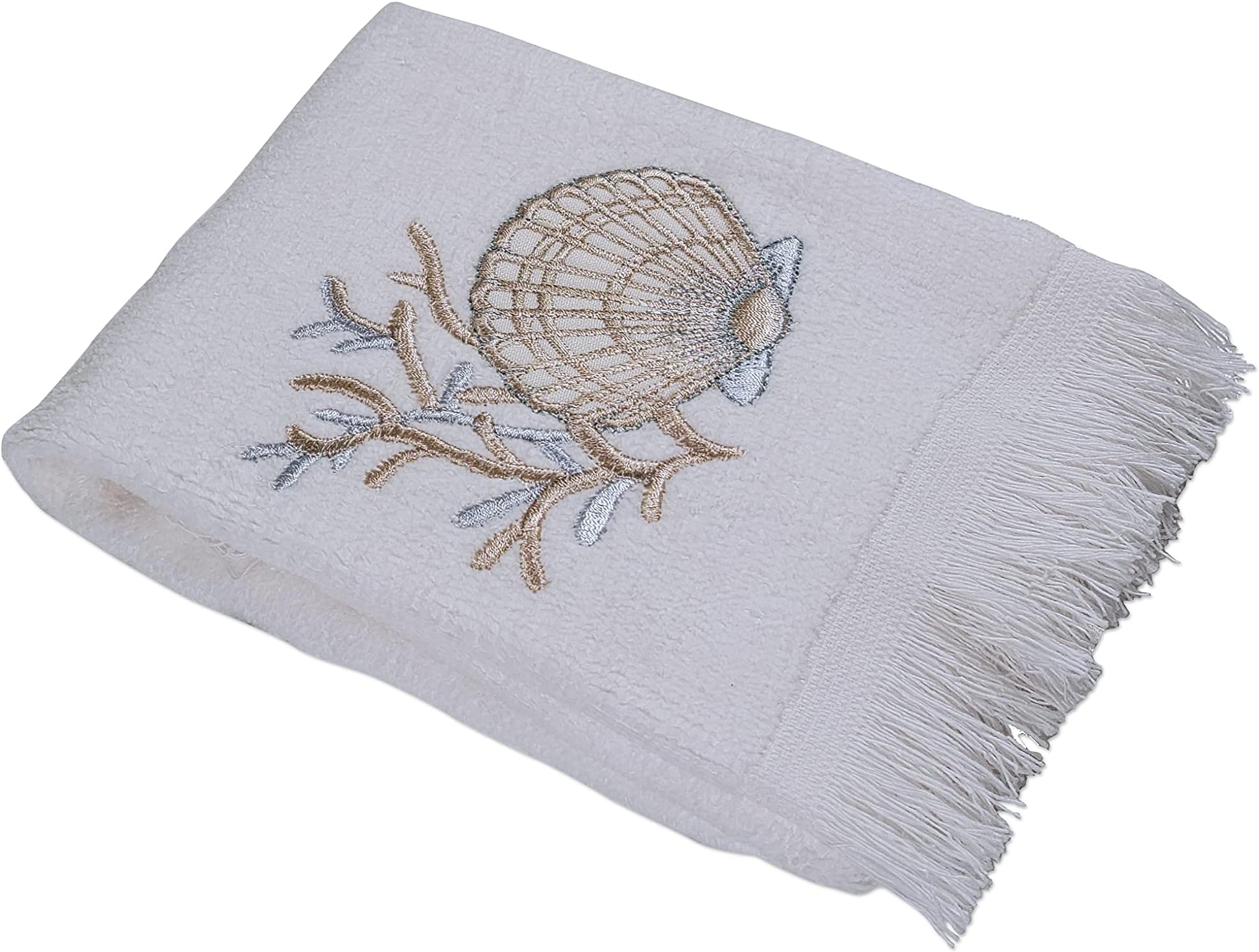 Avanti Linens Sand Shells Collection, Fingertip Towel, White