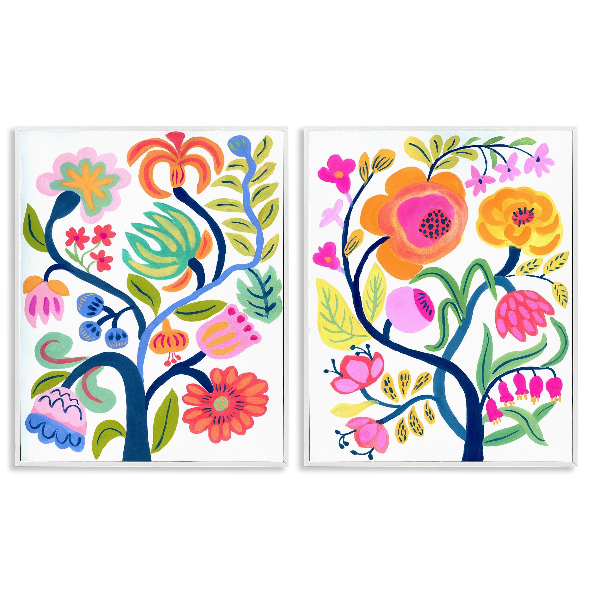 Stupell Industries Boho Blue Tree Floral 'Colorful Boho Blue Tree'| 2Pc Framed Giclee Art Set 2