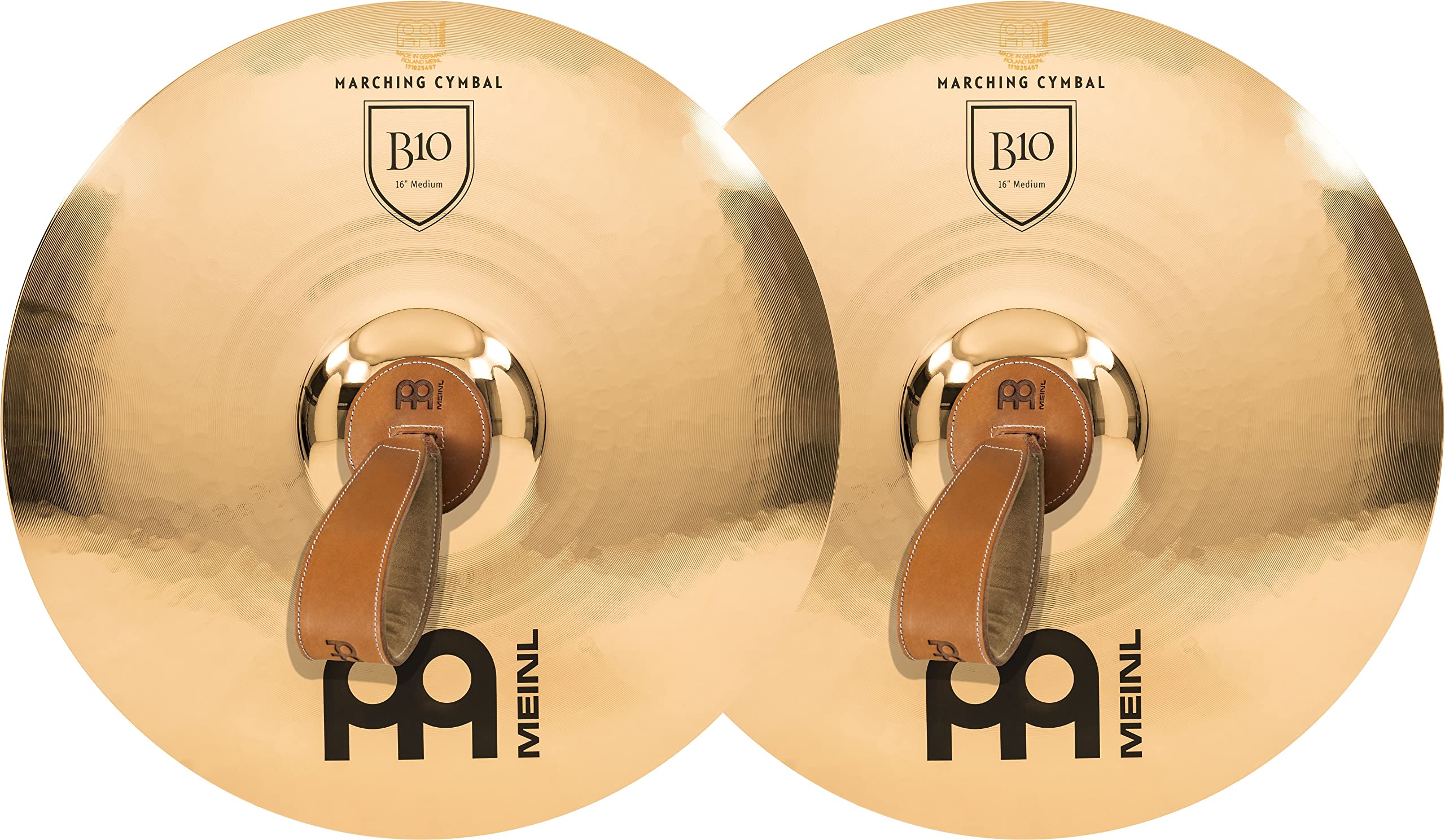 Meinl 16 inch B10 Bronze Medium Pair Marching Cymblas, Mehrfarbig - Image 2