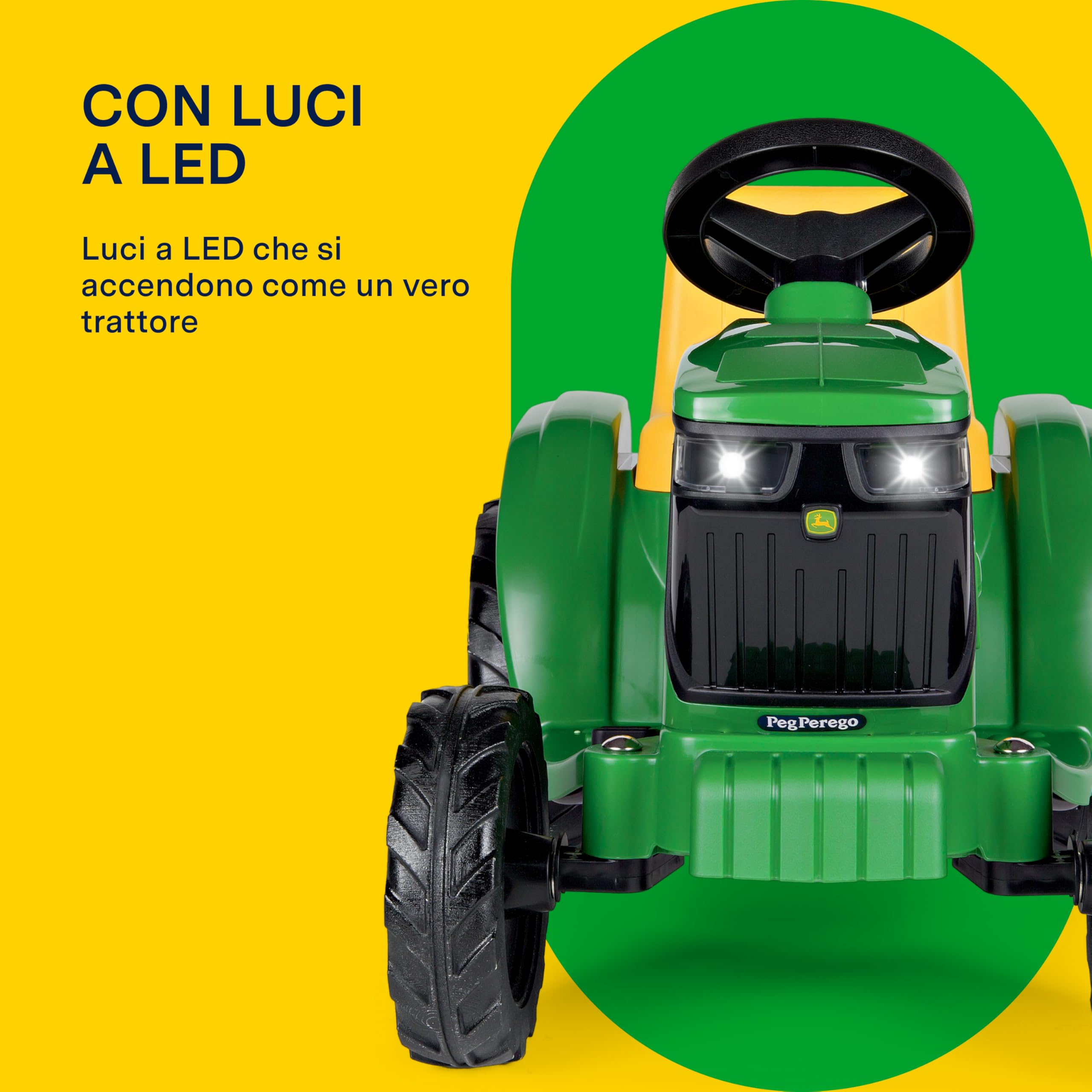 PEG John Deere Mini Tractor Trattore Elettrico Cavalcabile 6V per Bambini da 1 Anno con Batteria Ricaricabile, Luci LED, Clacson, Suoni e Melodie