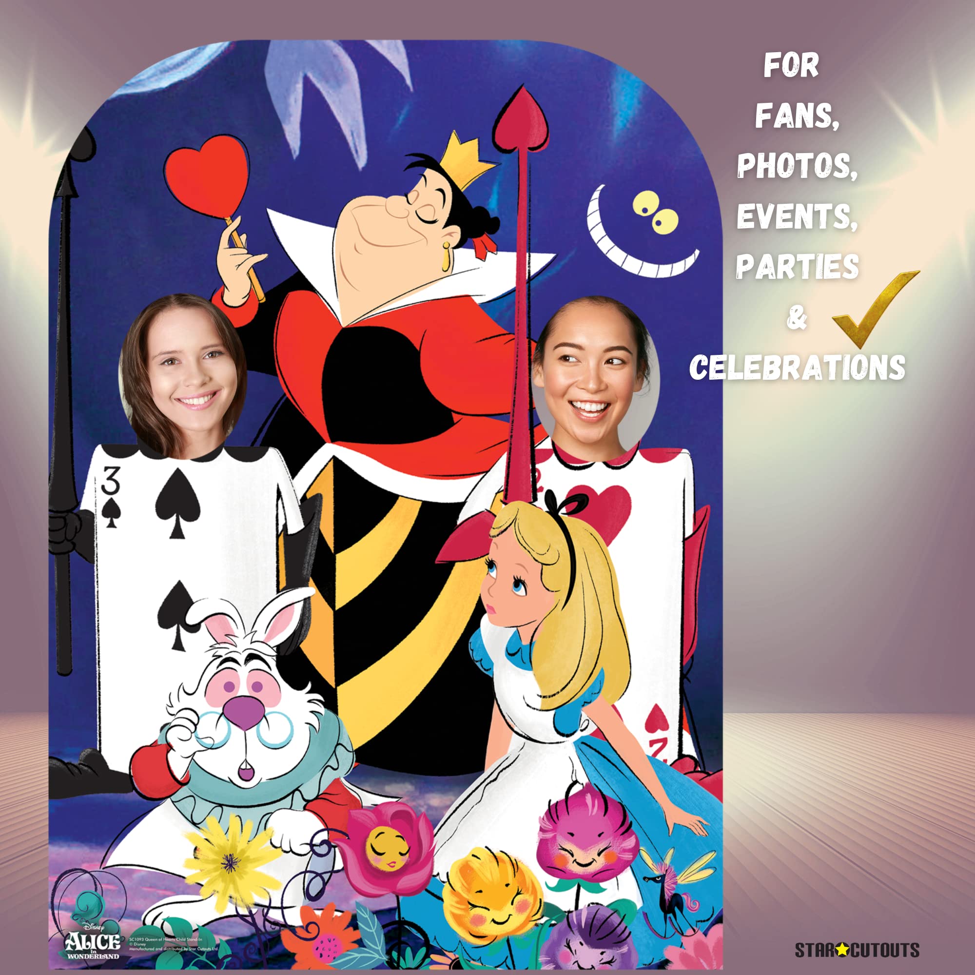 SC1093 Reina de Corazones - Recorte de cartón para niños, cumpleaños, Regalos, Fiestas y fanáticos, Altura 131 cm