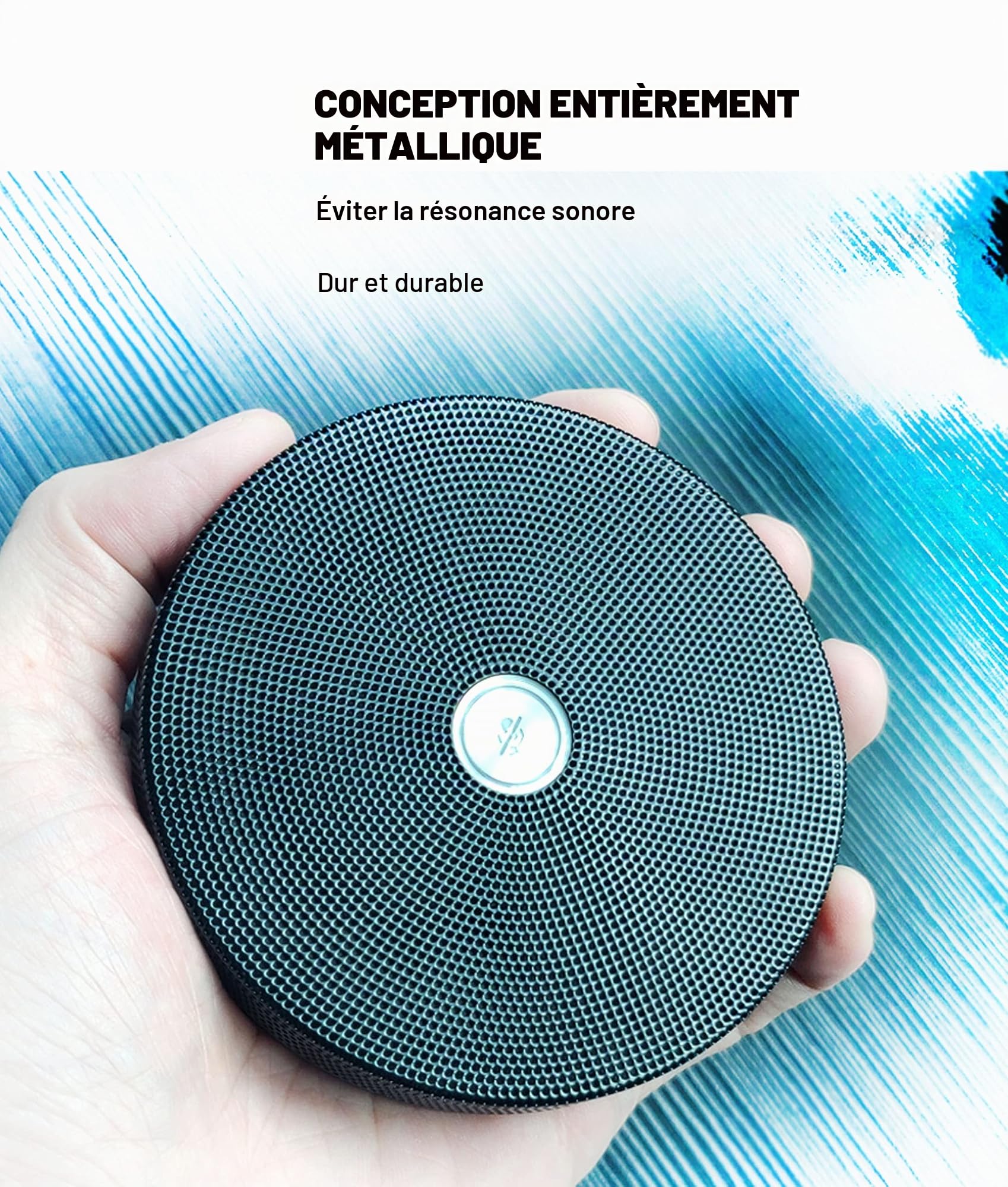 PowerMic Microphone de conférence téléphonique à 360 ° en métal avec Suppression d'écho et de Bruit, pour Salle de réunion ou Bureau de télétravail