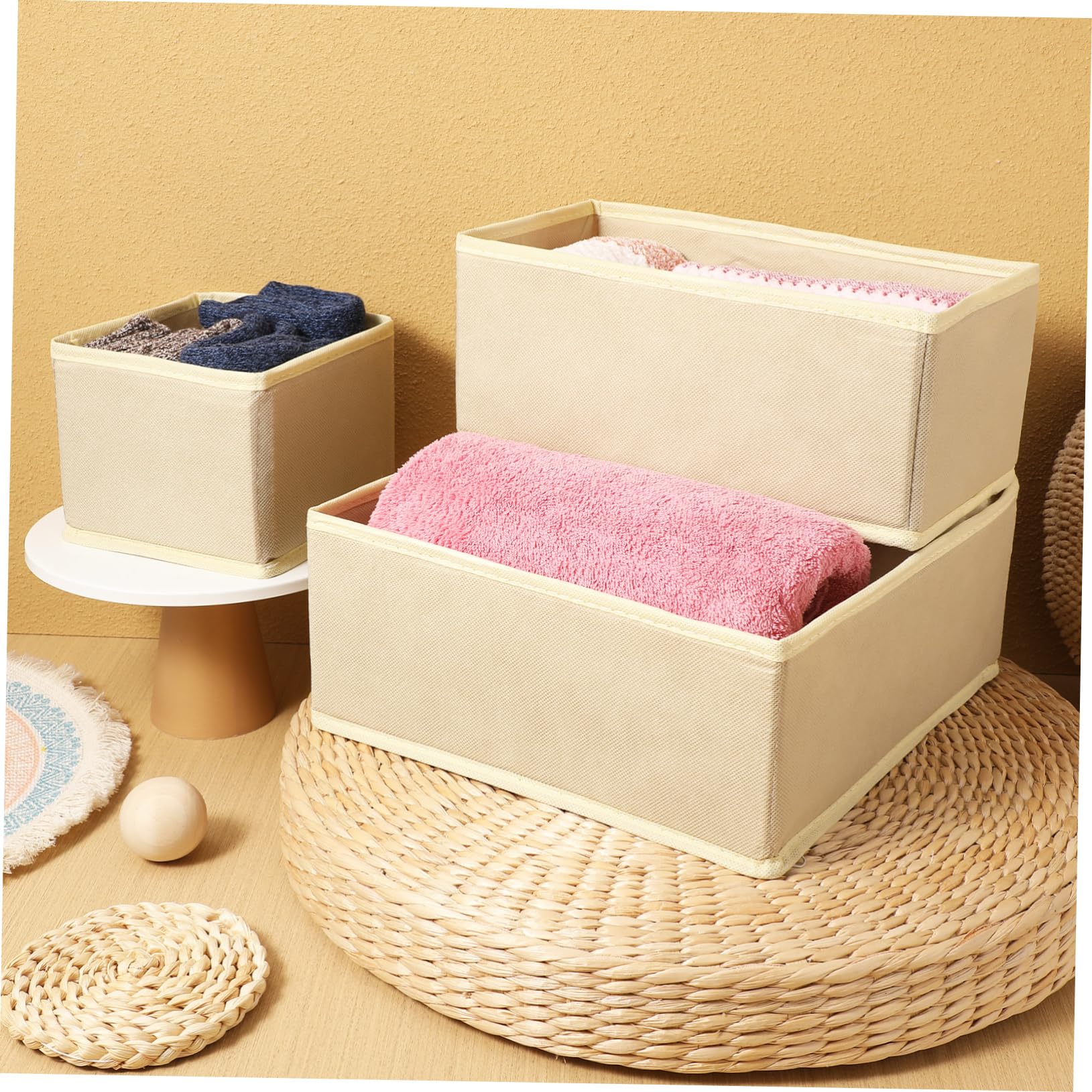 GLEAVI Organizador de Ropa Interior para Armario 6 Unidades Beige