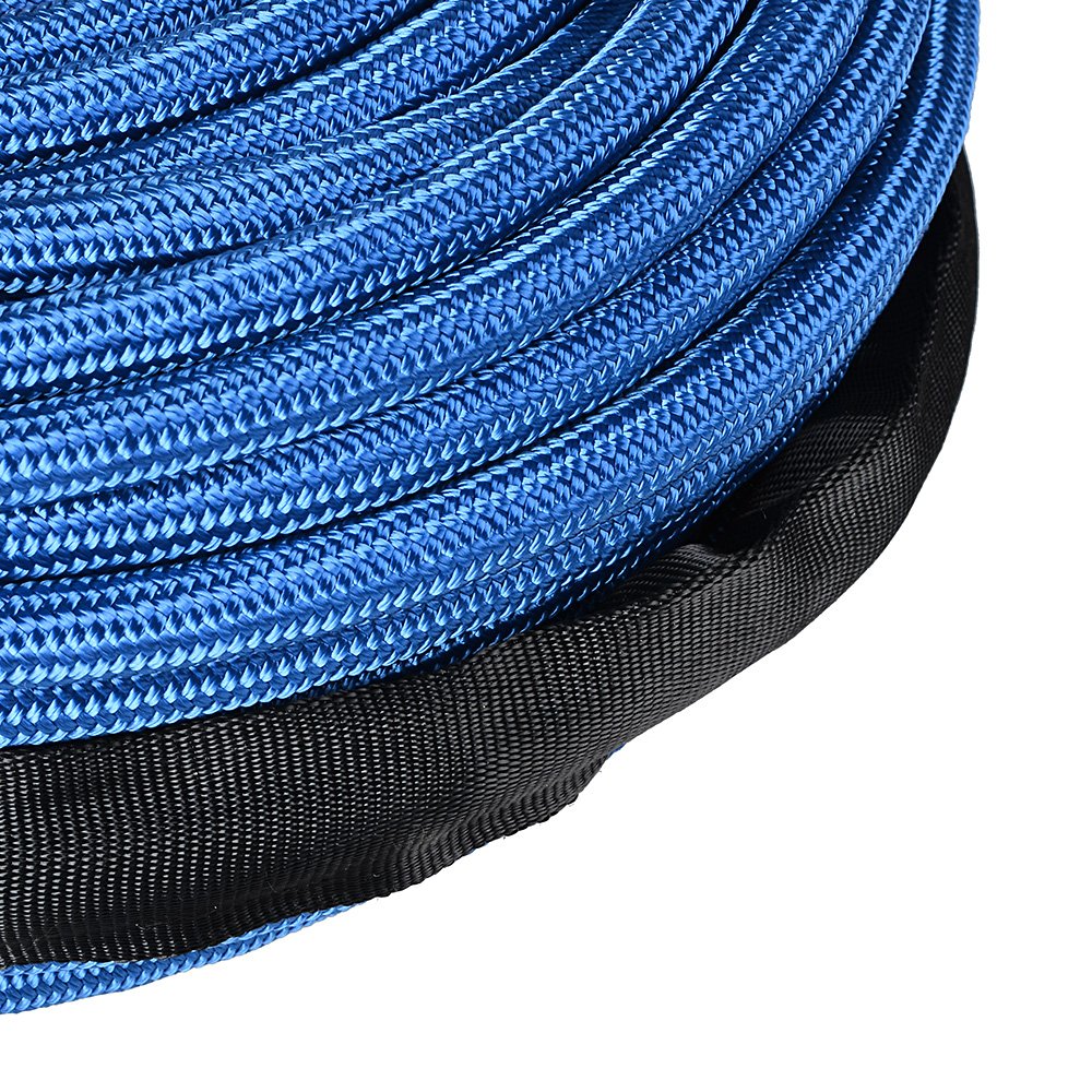 AMOPA 95ft x 3/8inch Blue Synthetic Winch Rope 22,000lbs Heat Rock Guard Sleeve for ATV UTV Tow Pickup Truck Off-Road Car Boat Ramsey, Blue , 95ft 3/8inch 22000LBs Winch Rope
