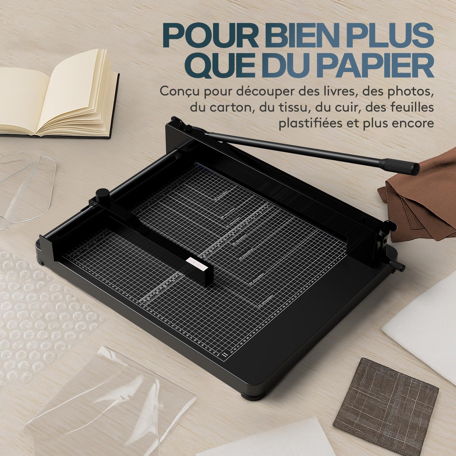 ACROPAQ Massicot professionnelle A3 - Jusqu’à 400 feuilles, Guillotine papier pour une coupe précise, Surface résistante aux rayures, Sécurité intégrée - Coupe papier guillotine
