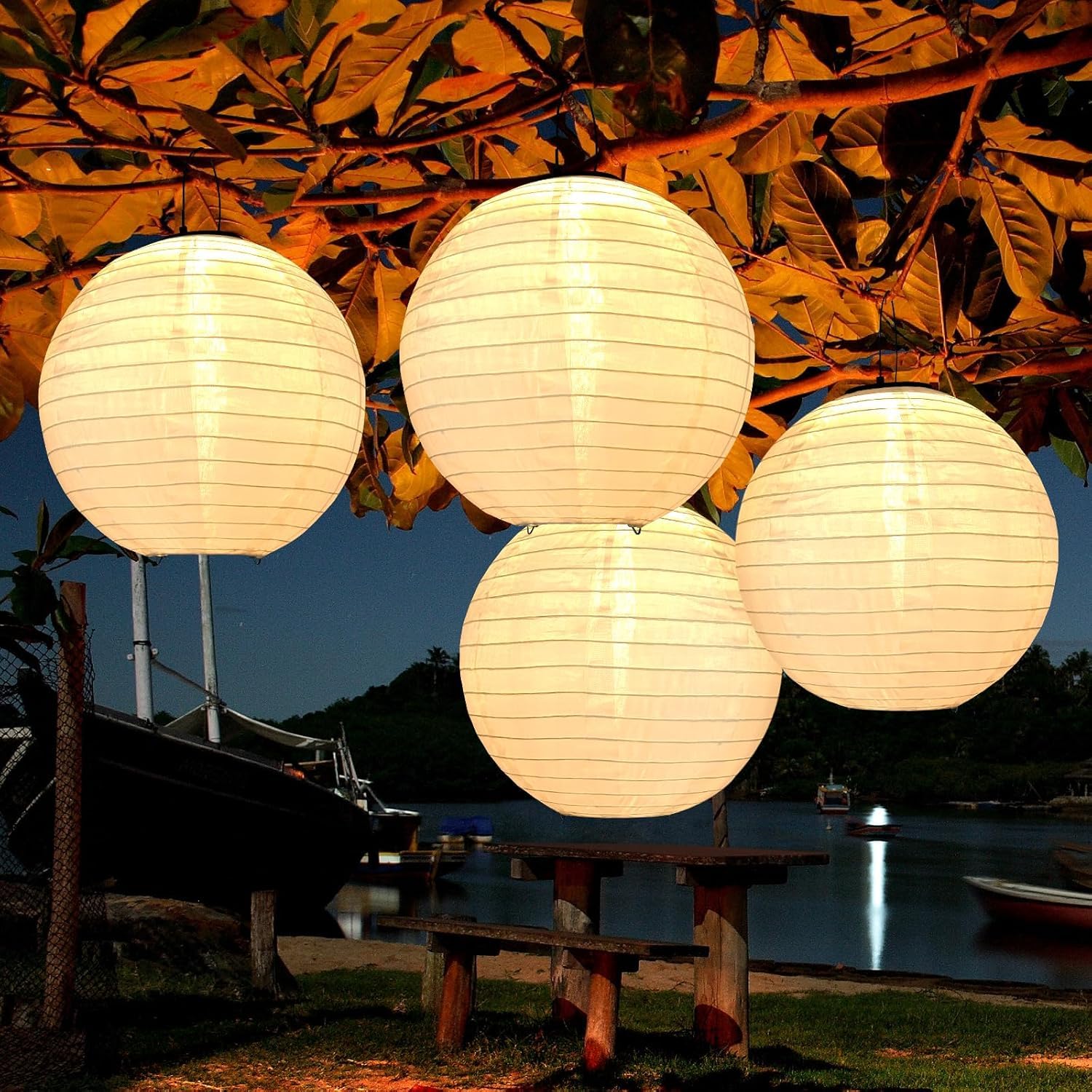 Bawoo Solar Lampions Außen Wetterfest Solar LED Laterne Wasserdicht Warmweiß Hängende Solarbetrieben Gartenlaterne für Garten Terrasse Hof usw (4 Stück 20cm)