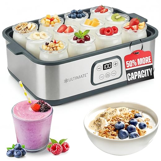 Ultimate Probiotic Yogurt Maker - Make Trillions of Live Probiotics with Adjustable Temperature & Time Control - Get Better Gut Health - Best Yoghurt Machine - Perfect Kitchen Gifts for Women & Men