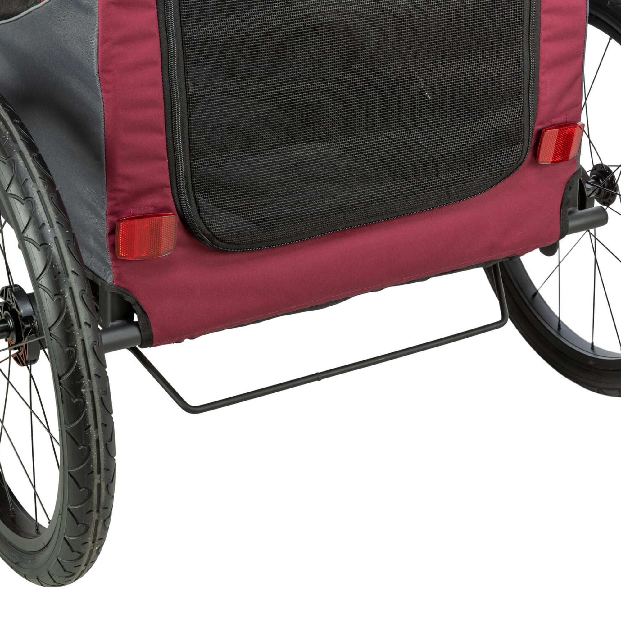 Trixie Fahrrad-Anhänger für Hunde – sicherer Tiertransport – zusammenklappbar – grau und rot – Größe S: 53 × 60 × 60/117 cm