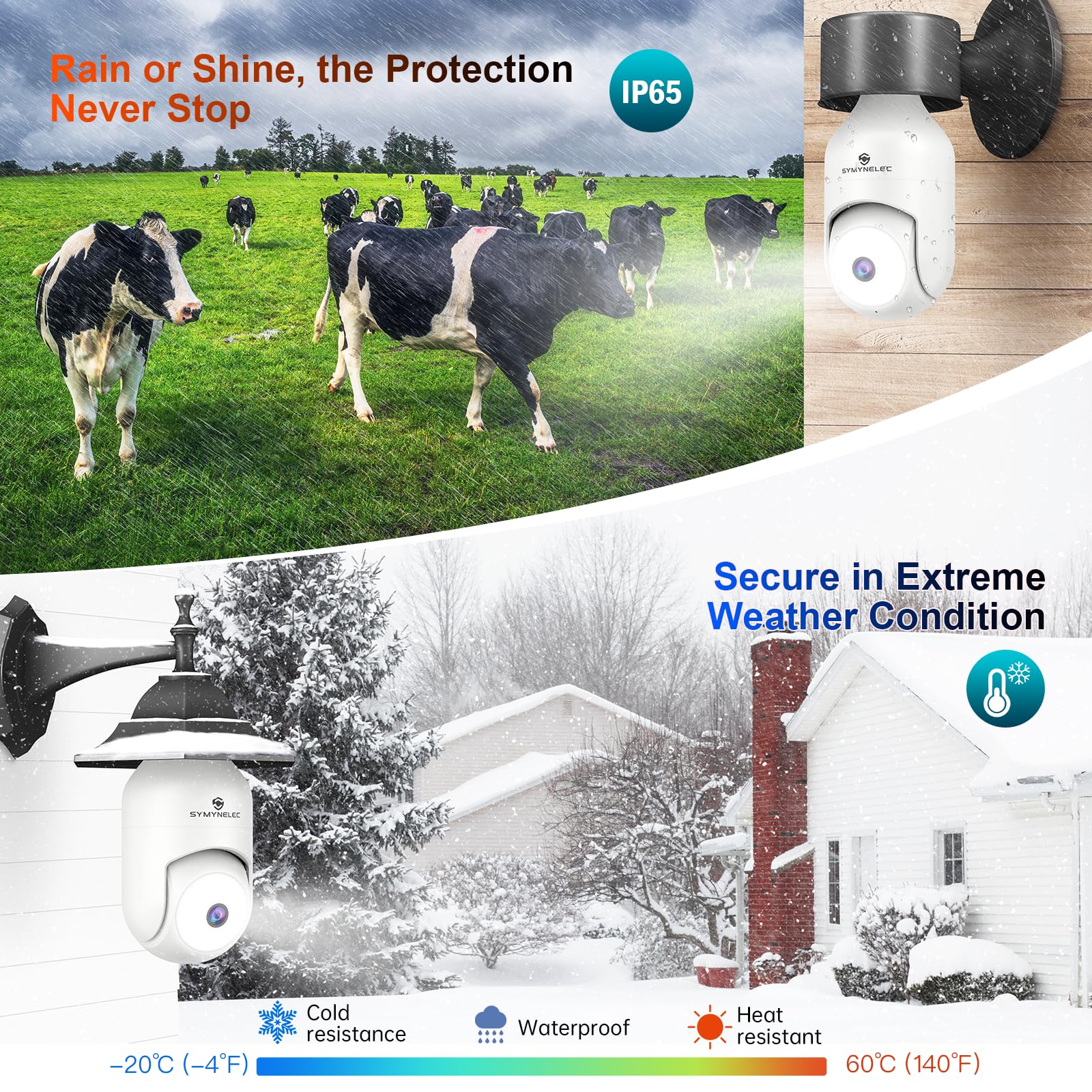 SYMYNELEC Light Bulb Security Camera: Outdoor Wireless WiFi Light Socket Security Cam 360 AI Motion Detection Auto Tracking 2K Color Night Vision 2-Way Talk Siren (2.4GHz Only) — view 3