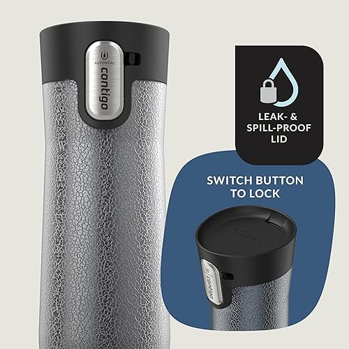 Miniatura 57 de Contigo Autoseal West Loop - Taza de viaje de acero inoxidable con aislamiento de vacío (16 oz, acero inoxidable/azul Mónaco, 2 unidades)