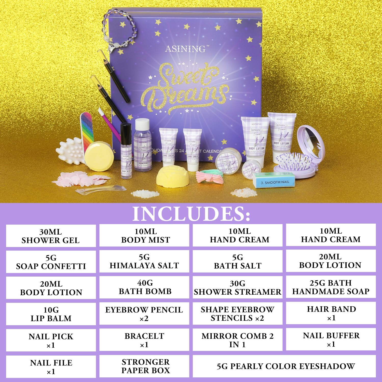 Beauty Advent Calendar 24 Days of Holiday Advent Calendar for Women, Mom, Wife, Her Holiday Gift,Pamper Kit- Unique Lavender Spa Gifts Basket Set Self-Care Spa Set – Body Care Skin Care