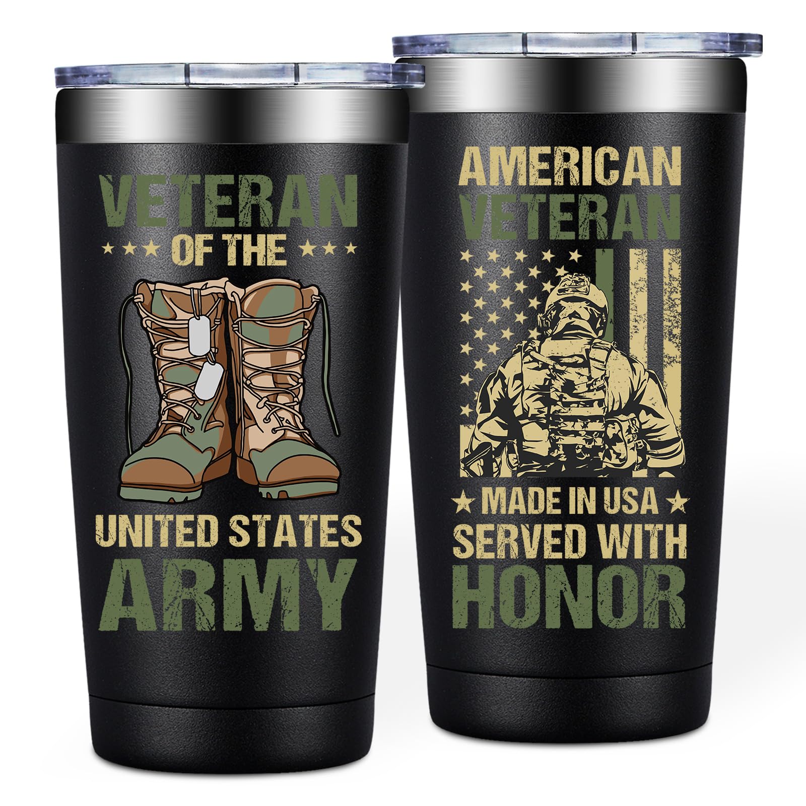 BIRGILT Army Gifts for Men, Veteran Day Gifts - 20oz Tumbler Cup