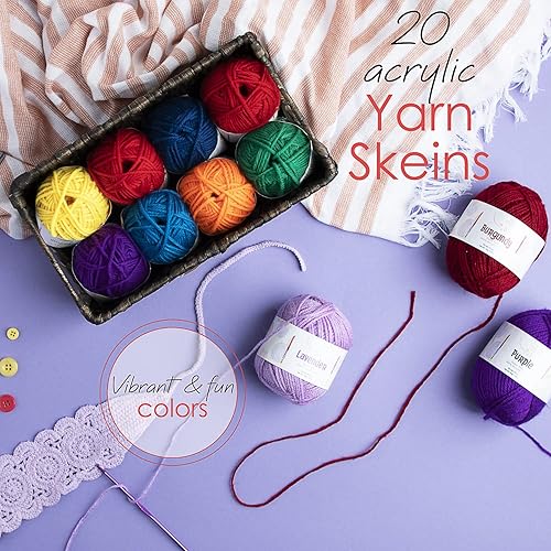 Miniatura 5 de Kit de ganchillo pequeño de 43 piezas para principiantes, adultos y niños, con 9 ganchos de ganchillo y 55 yardas de hilo para juego de ganchillo,