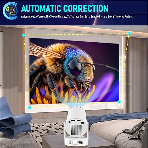 Miniatura 4 de Mini proyector inteligente con Android TV, WiFi Bluetooth, soporte HD 1080P, Keystone automático, giro de 180, proyector portátil de cine en casa