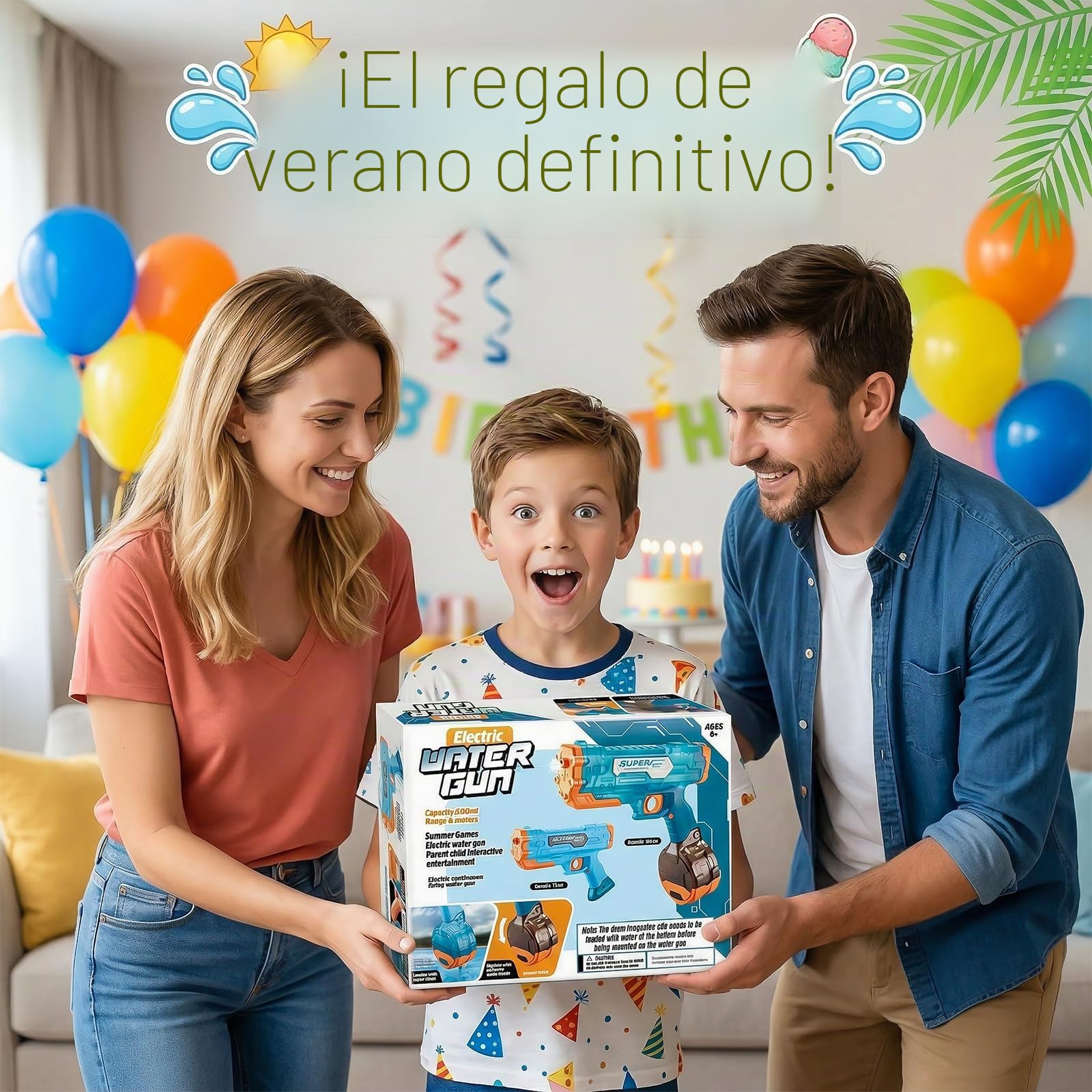 Pistola de Agua eléctrica Potente Pistola de Agua automática para niños y Adultos Pistola de Agua y Suelo 2 en 1 depósito de 500 ml + 75 ml y Rifles de Agua eléctricos para Piscinas de Verano