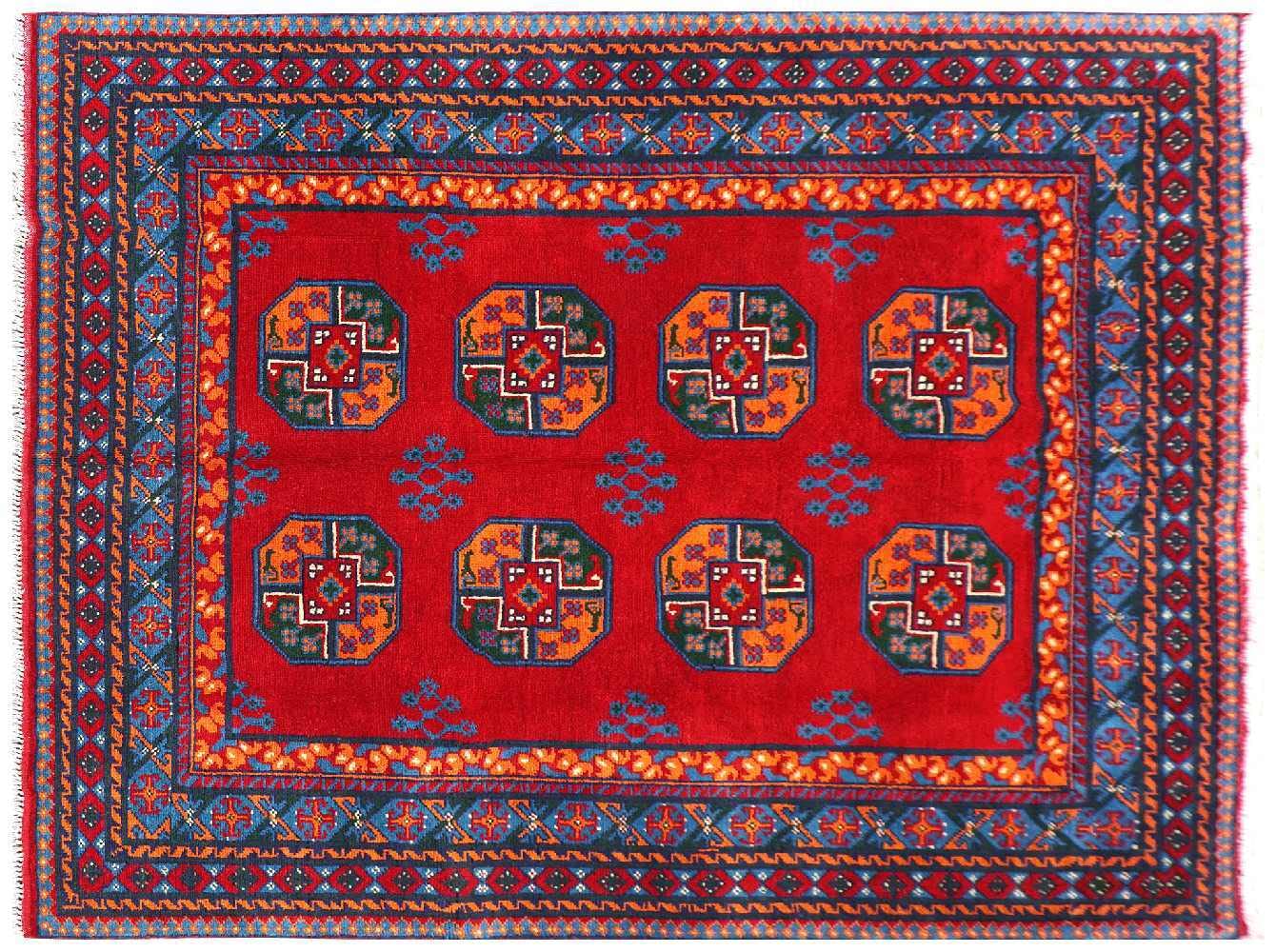 Tapis afghan Akcha noué main rouge 150x200, l'histoire et l'âme de l'orient dans votre salon