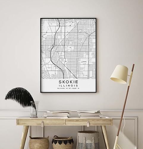 Miniatura 8 de Mapa de Skokie, Illinois, Light 2 (8x10)