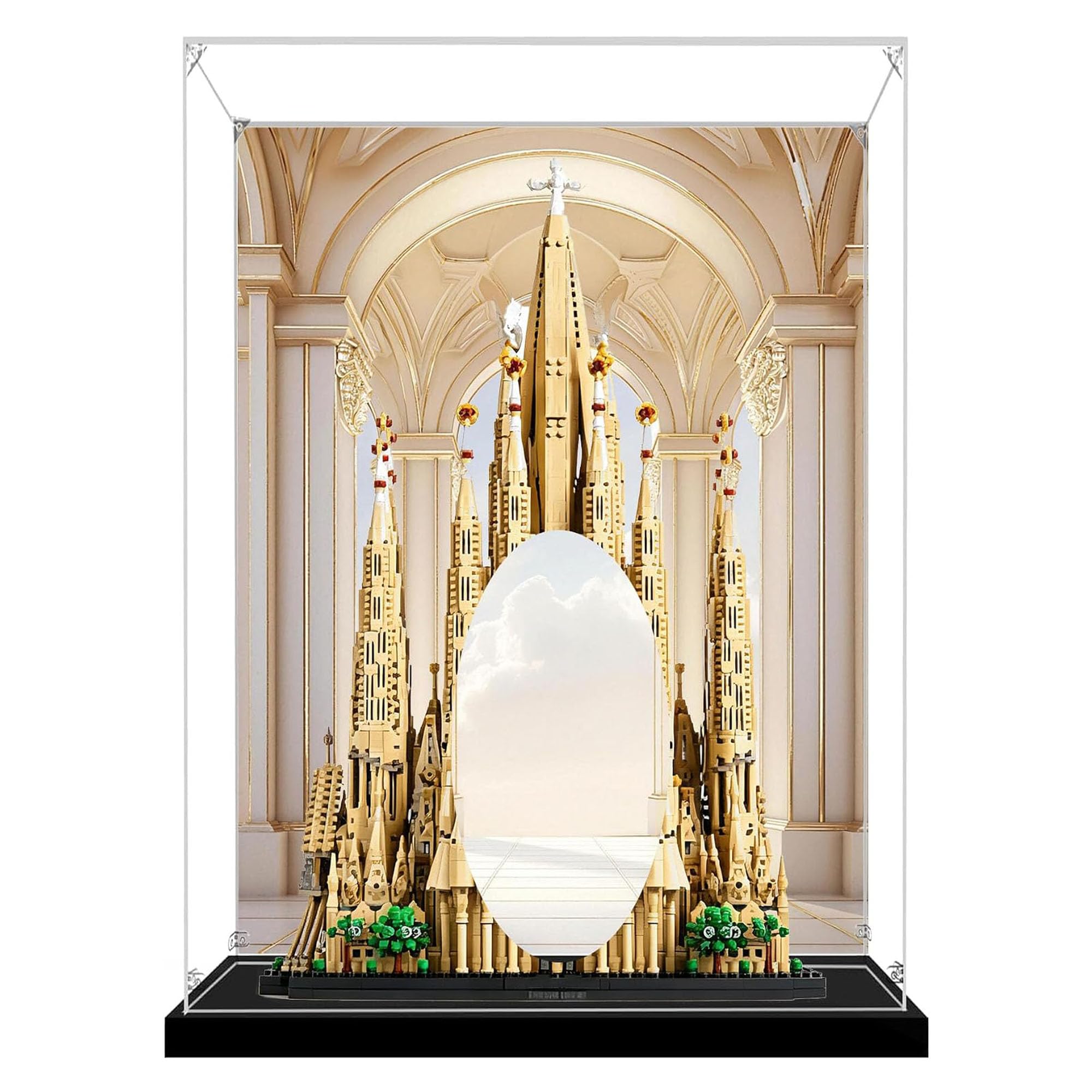 Acrylic Display Case for Le-go 21065 Cathedral Festival, Dustproof Transparent Storage Box, Display Box Compatible with 21065 (Box Only) (Background 3mm A)